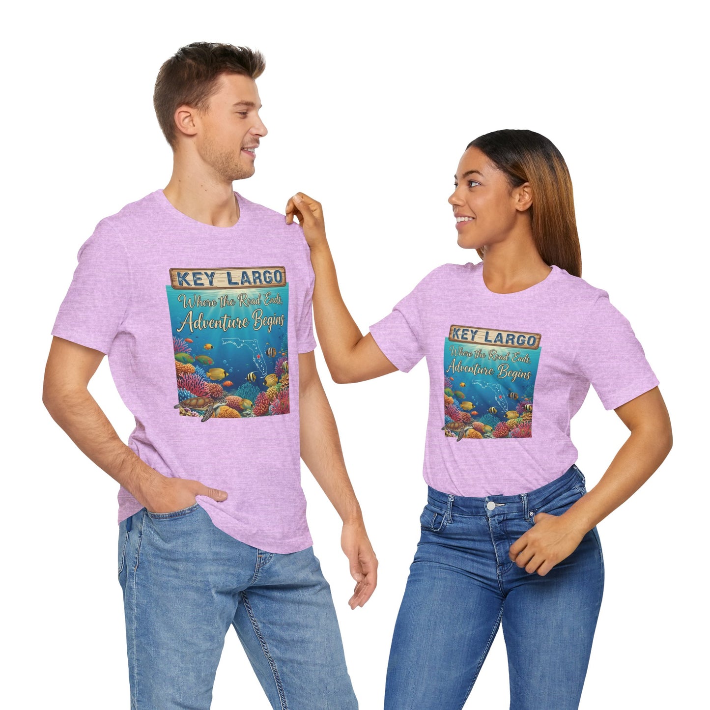 FLORIDA KEYS COLLECTION Key Largo Adventure Begins Tee, Unisex T-Shirt, Beachwear