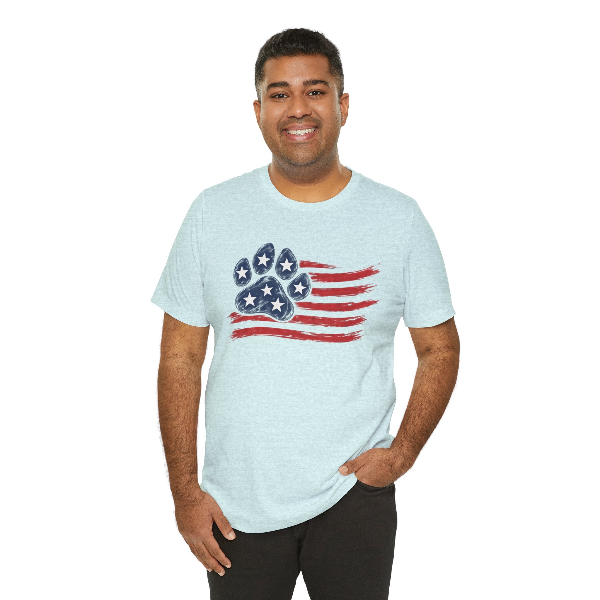 American Flag Paw Print T-Shirt — Patriotic Dog Lover Tee