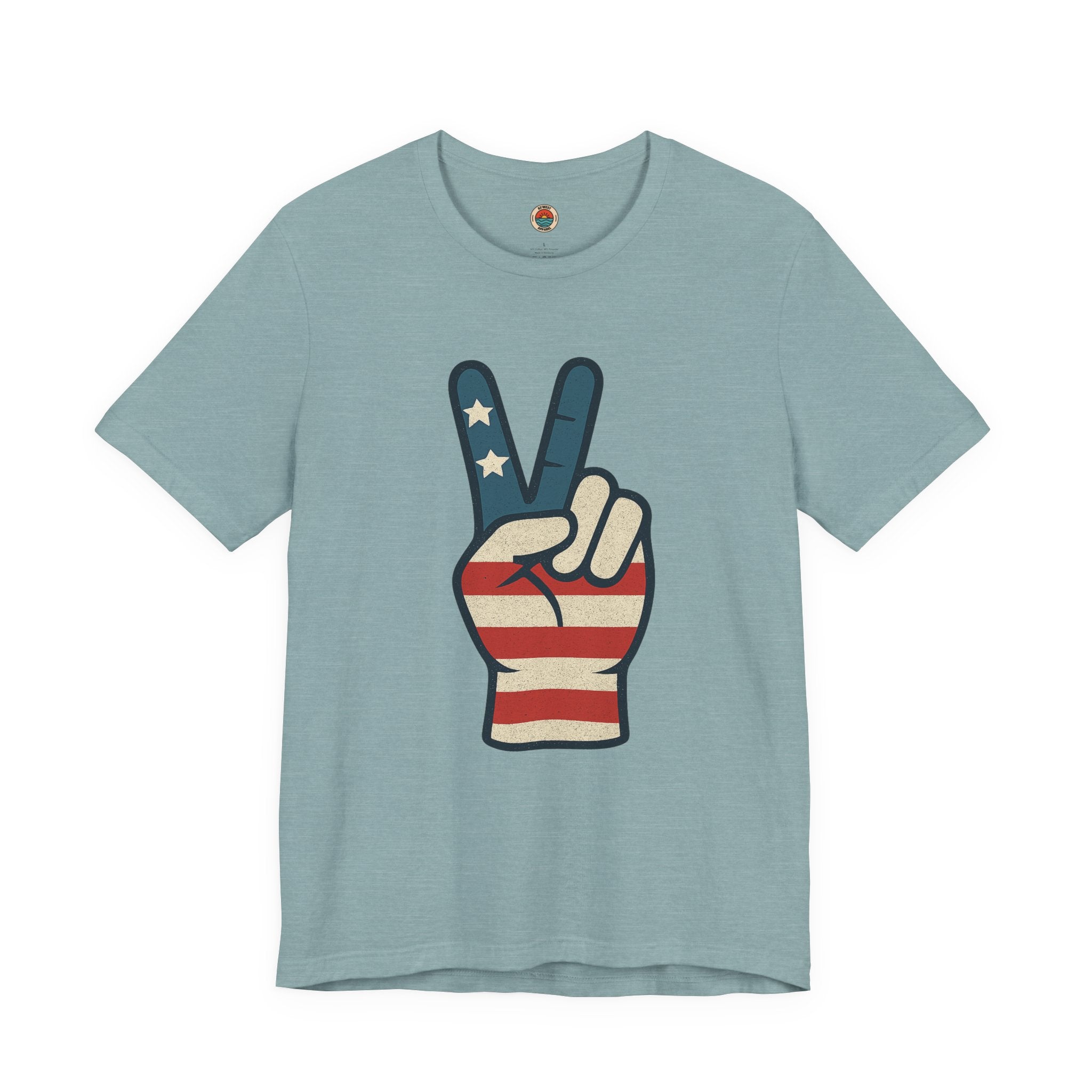 Vintage Peace Sign American Flag Tee, Unisex Tee, Fourth of July Shirt