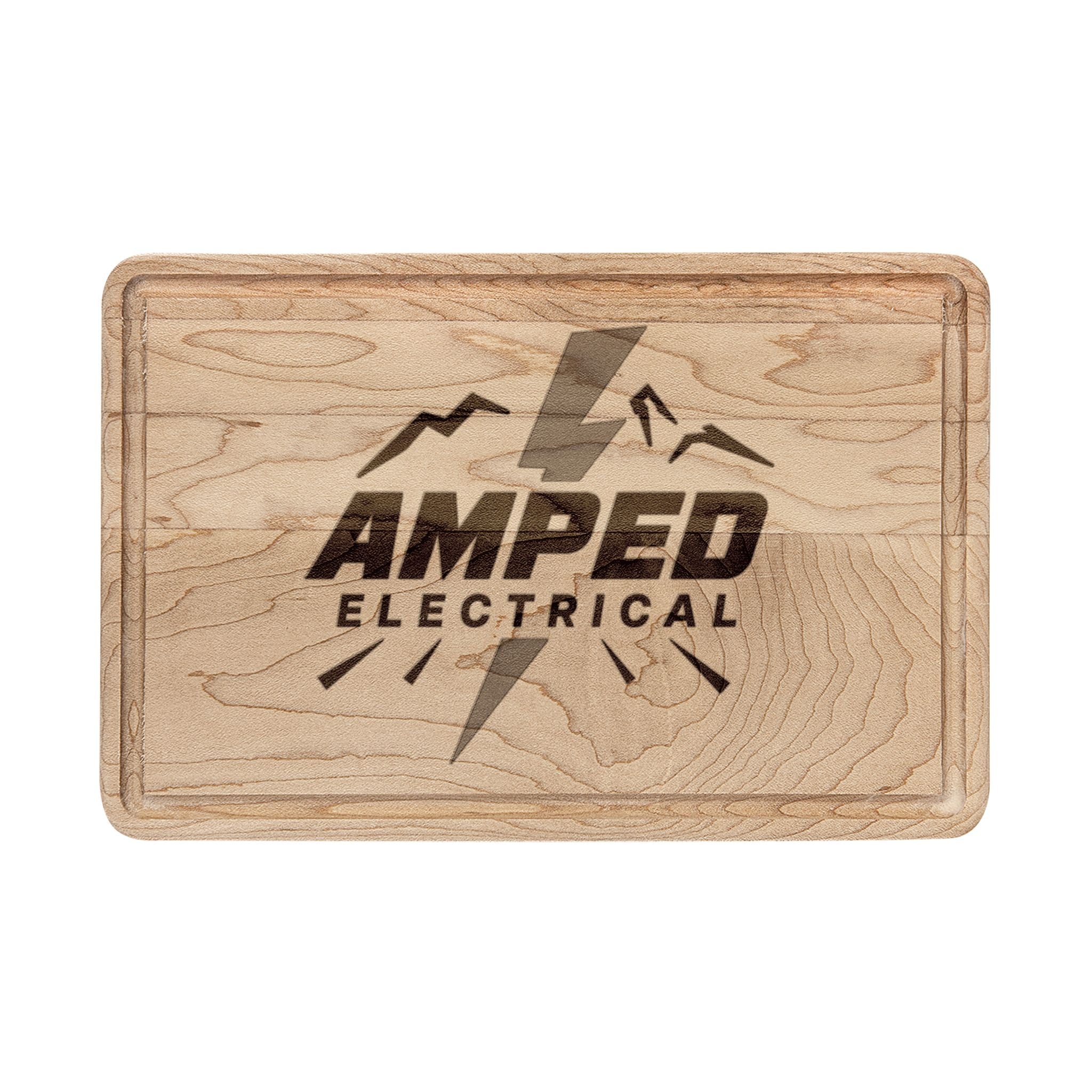 Engraved Maple Cutting Board – 'Amped Electrical' Logo Serving & Chopping Board