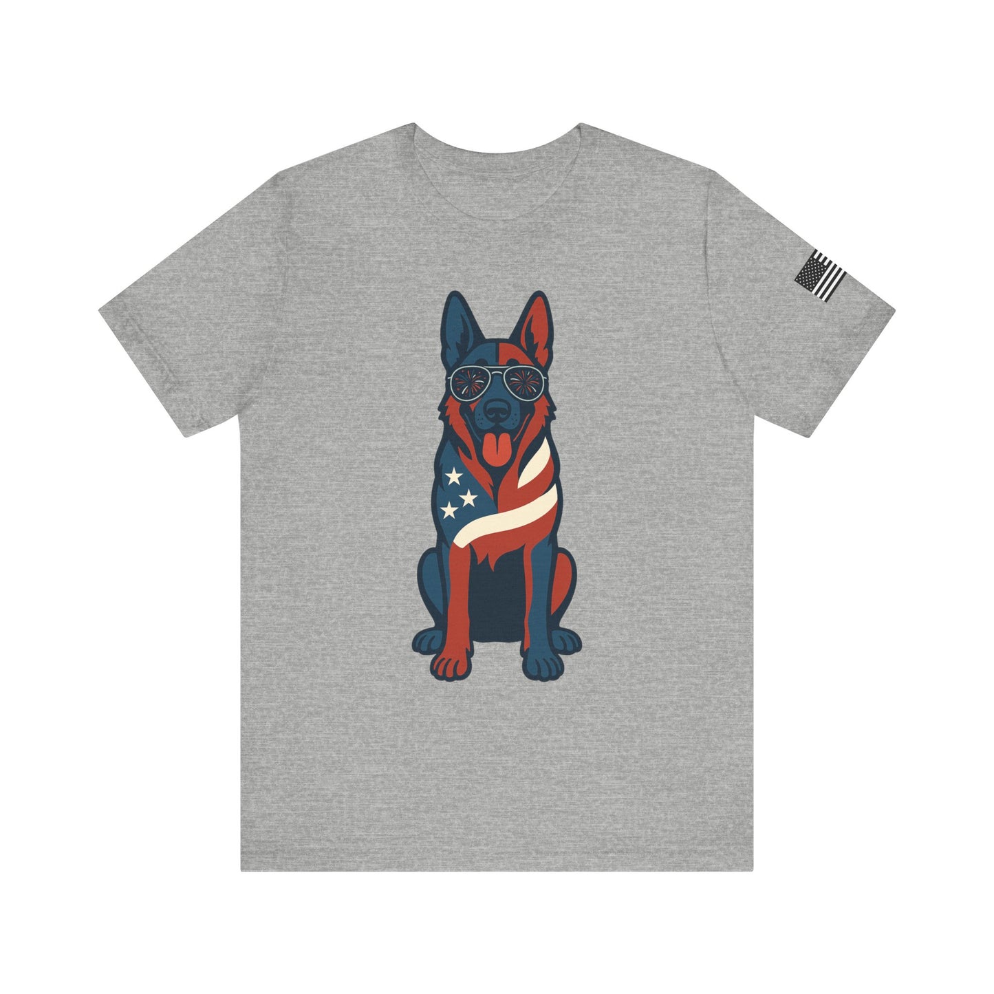 Patriotic German Shepherd Dog Tee, Cool Dog Shirt, Men's Women's Graphic T-Shirt
