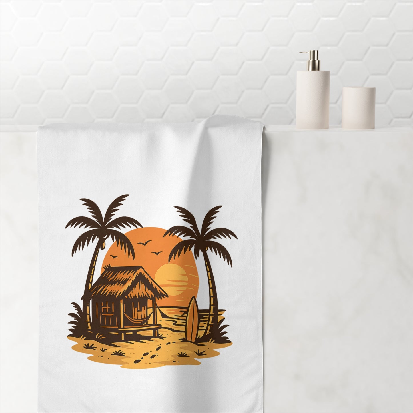 Tropical Beach Towel, Soft Mink-Cotton Towel for Summer Adventures, Beach Days
