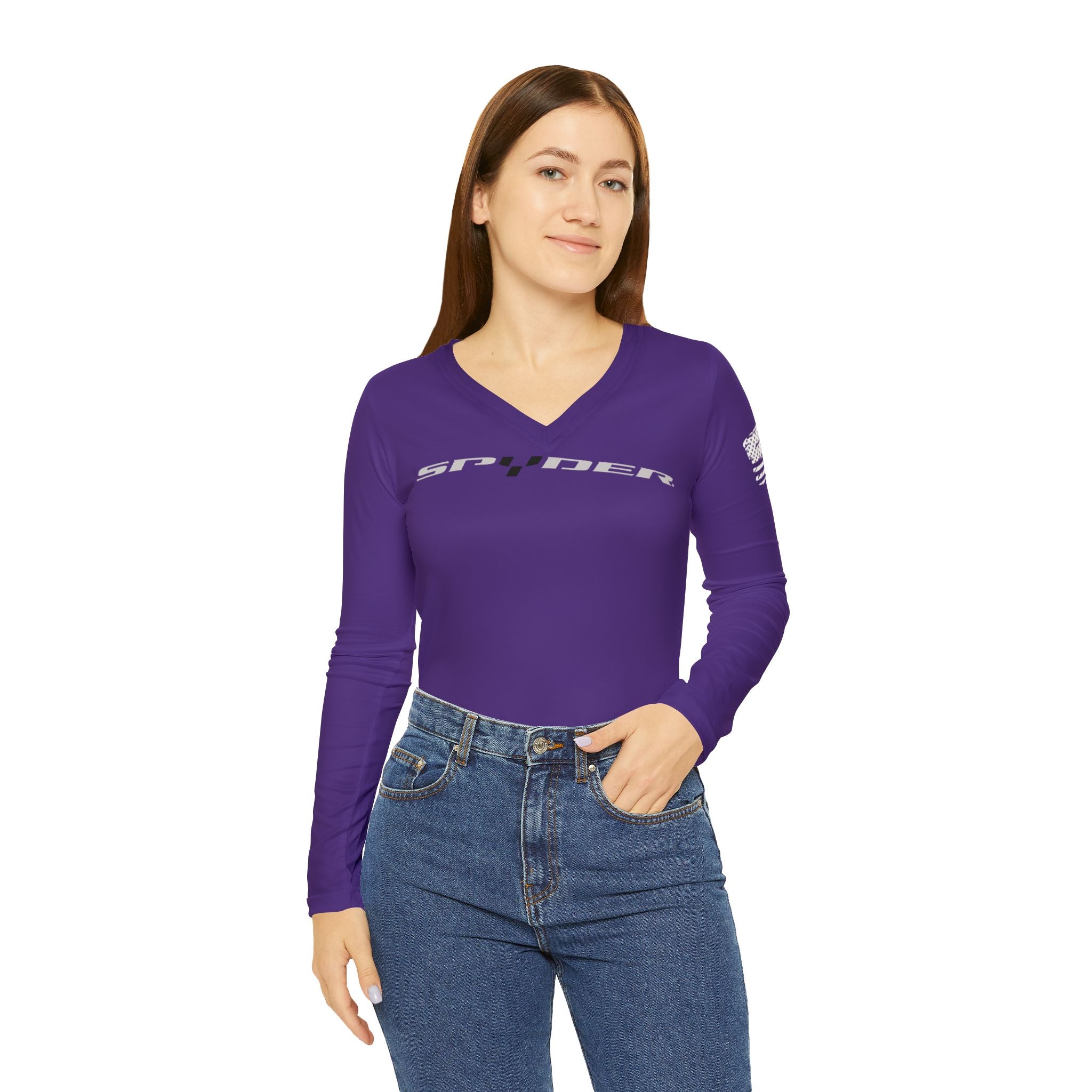 SPYDER DARK PURPLE Women's Long Sleeve V-neck Shirt