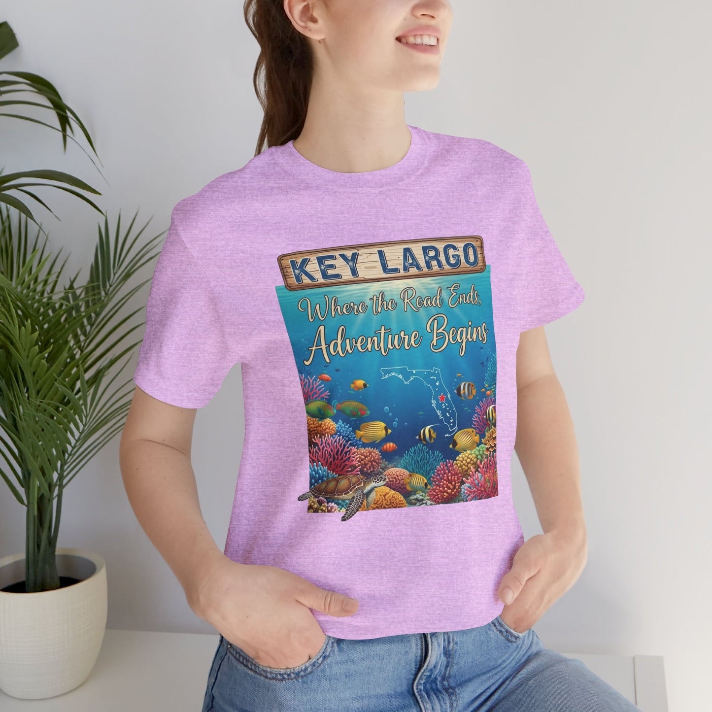 FLORIDA KEYS COLLECTION Key Largo Adventure Begins Tee, Unisex T-Shirt, Beachwear