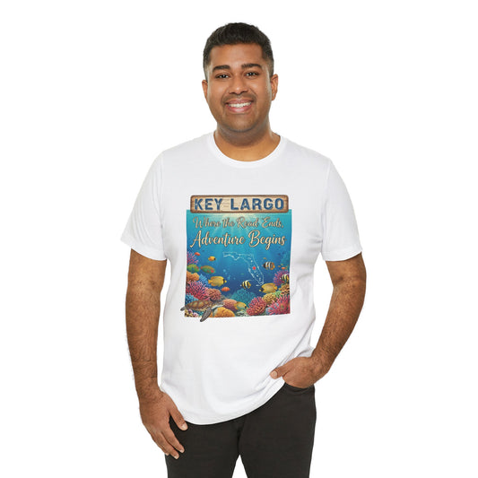 FLORIDA KEYS COLLECTION Key Largo Adventure Begins Tee, Unisex T-Shirt, Beachwear