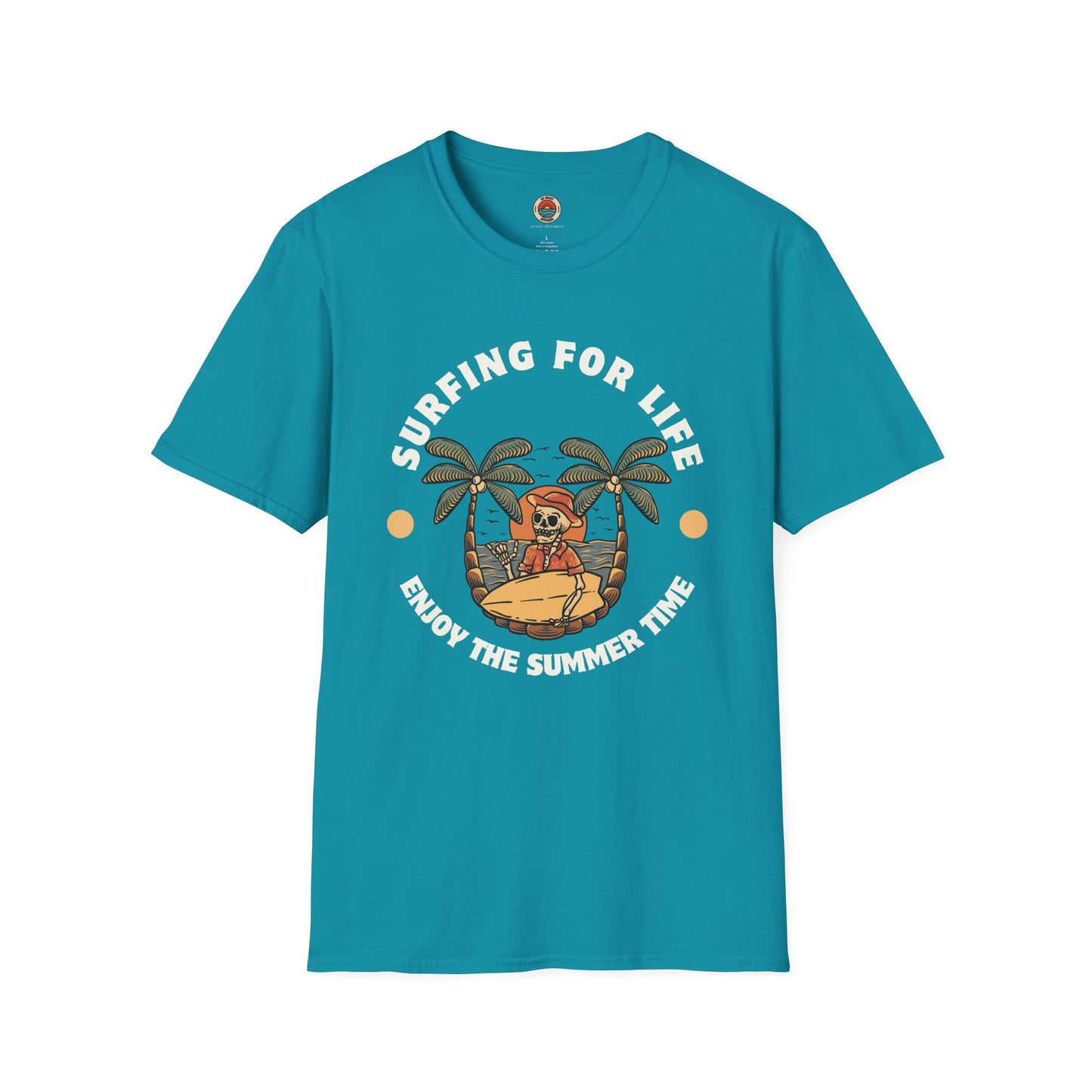 Surfing for Life Unisex Softstyle T-Shirt - Enjoy the Summer Time Graphic Tee