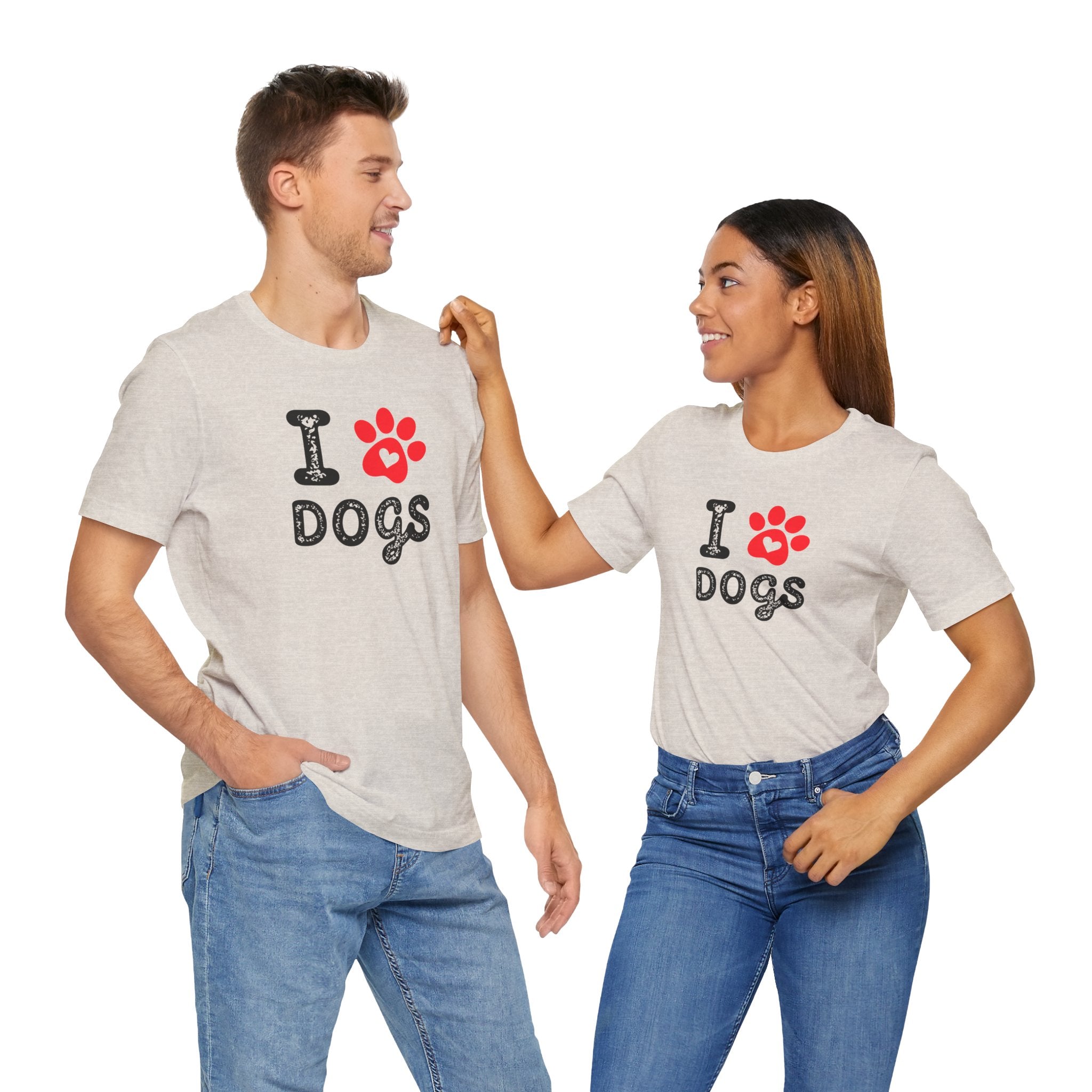 I Love Dogs Short Sleeve Tee, Dog Lover T-Shirt, Animal Lover Gift, Pet Parent Apparel