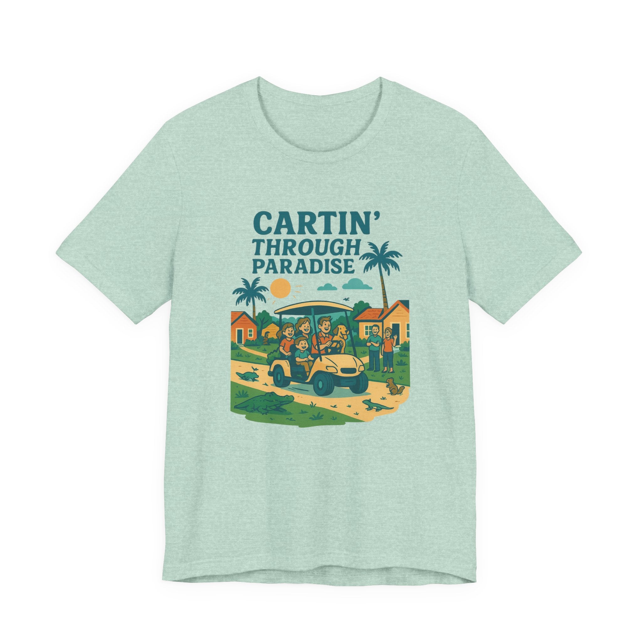 Cartin' Through Paradise Tee, Fun Vacation Shirt, Summer Casual Wear