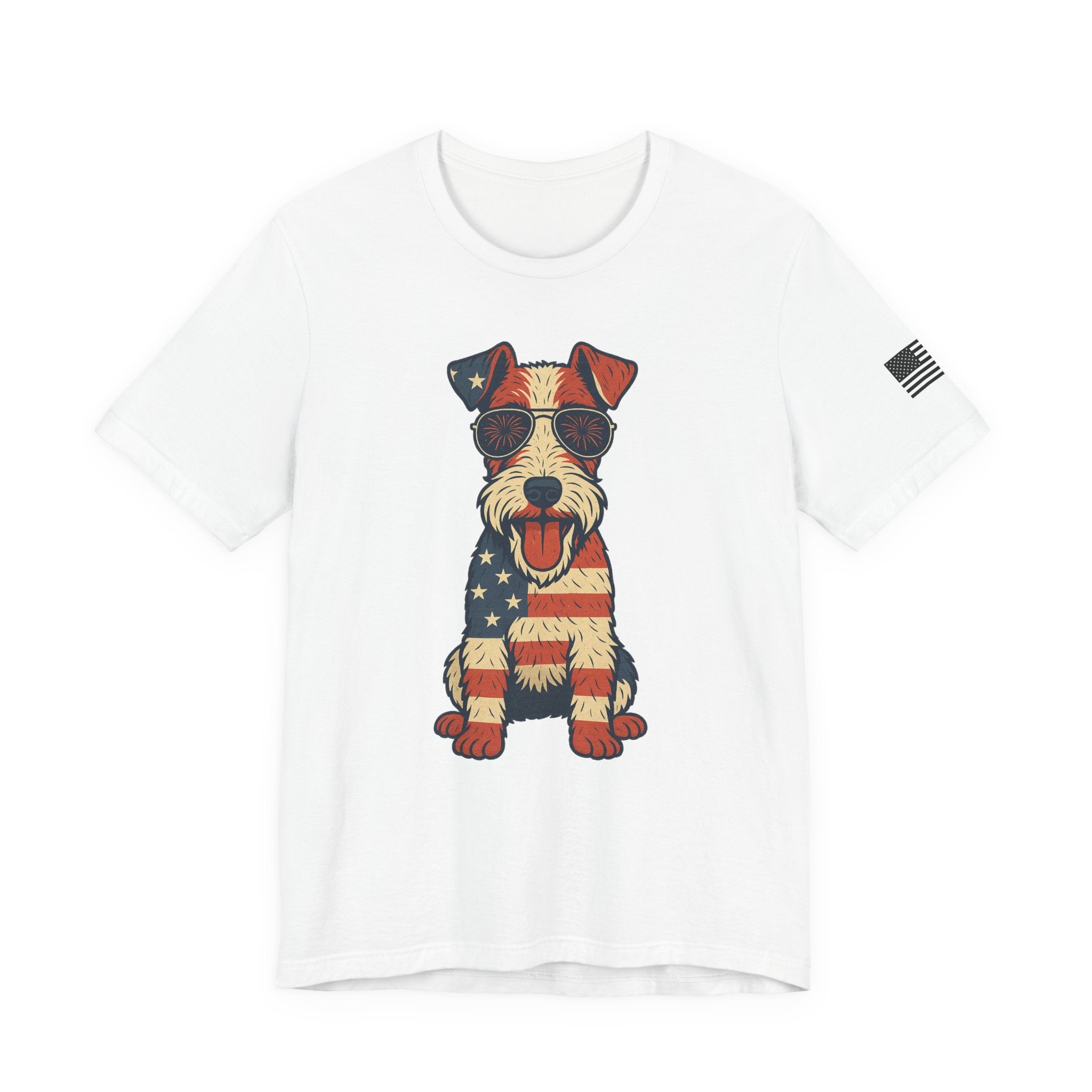 Patriotic Wire Fox Terrier Dog Tee - Unisex Jersey Short Sleeve T-Shirt