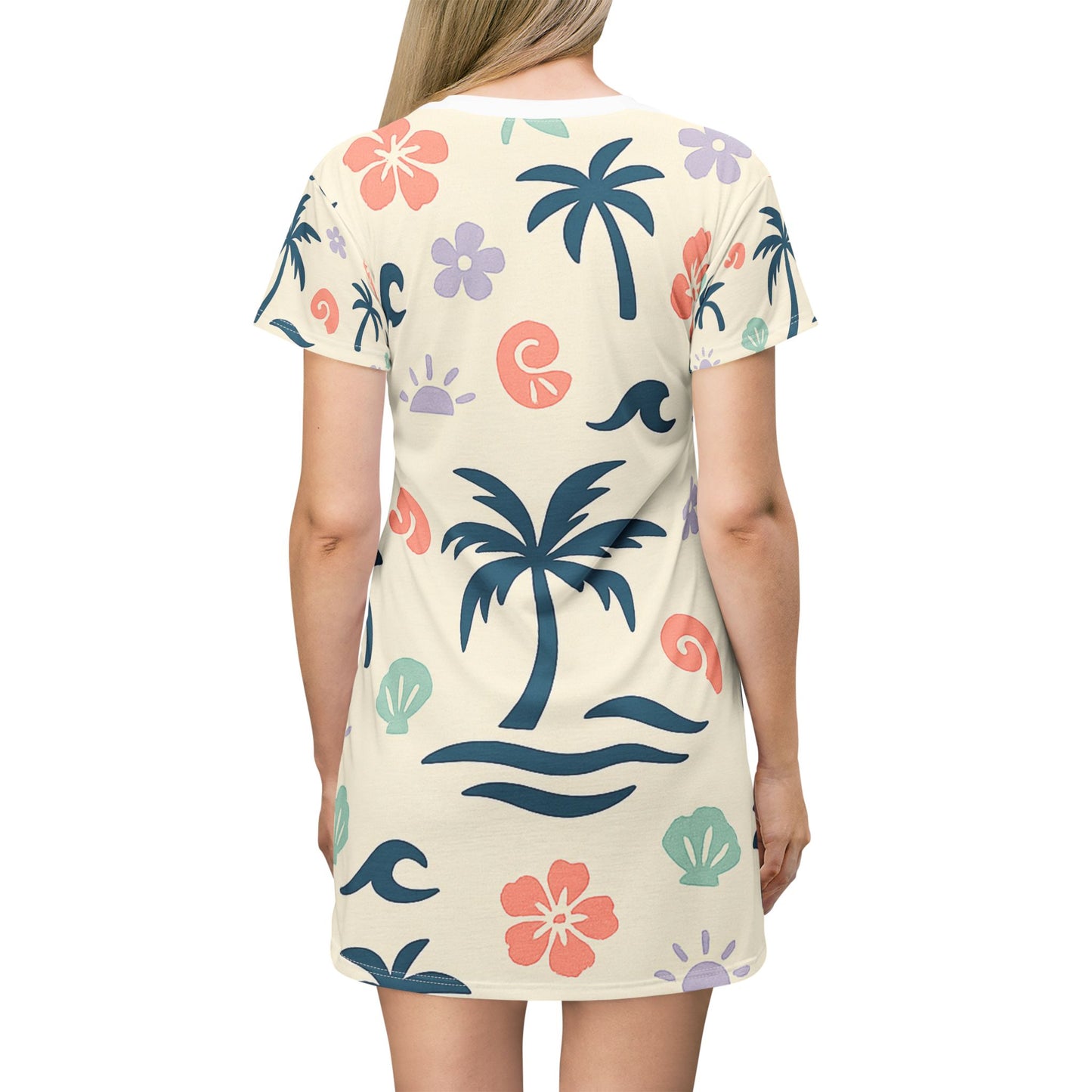 T-Shirt Dress - Tropical Paradise Print for Casual Summer Days