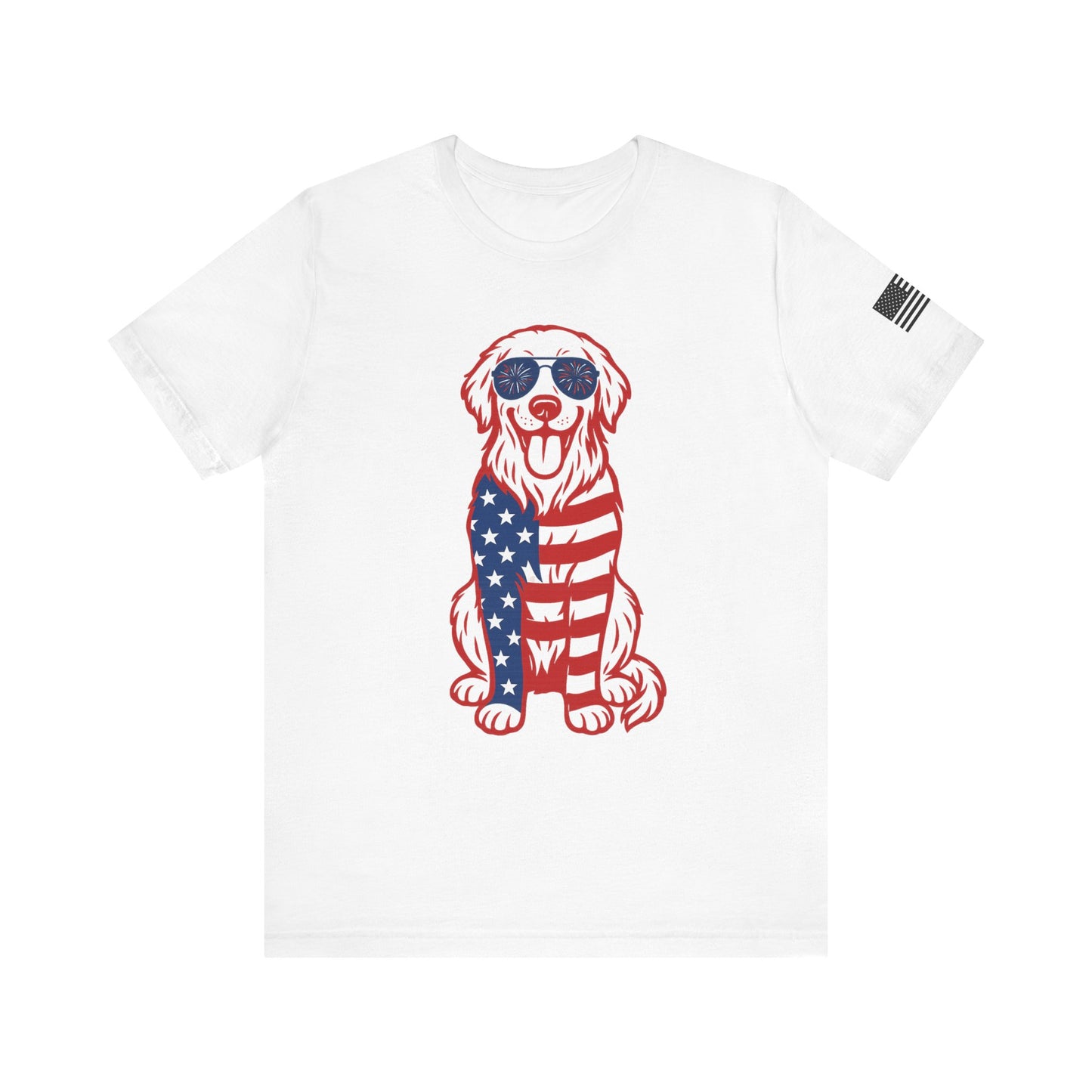 Patriotic Golden Retriever Dog Tee: Unisex Jersey Short Sleeve