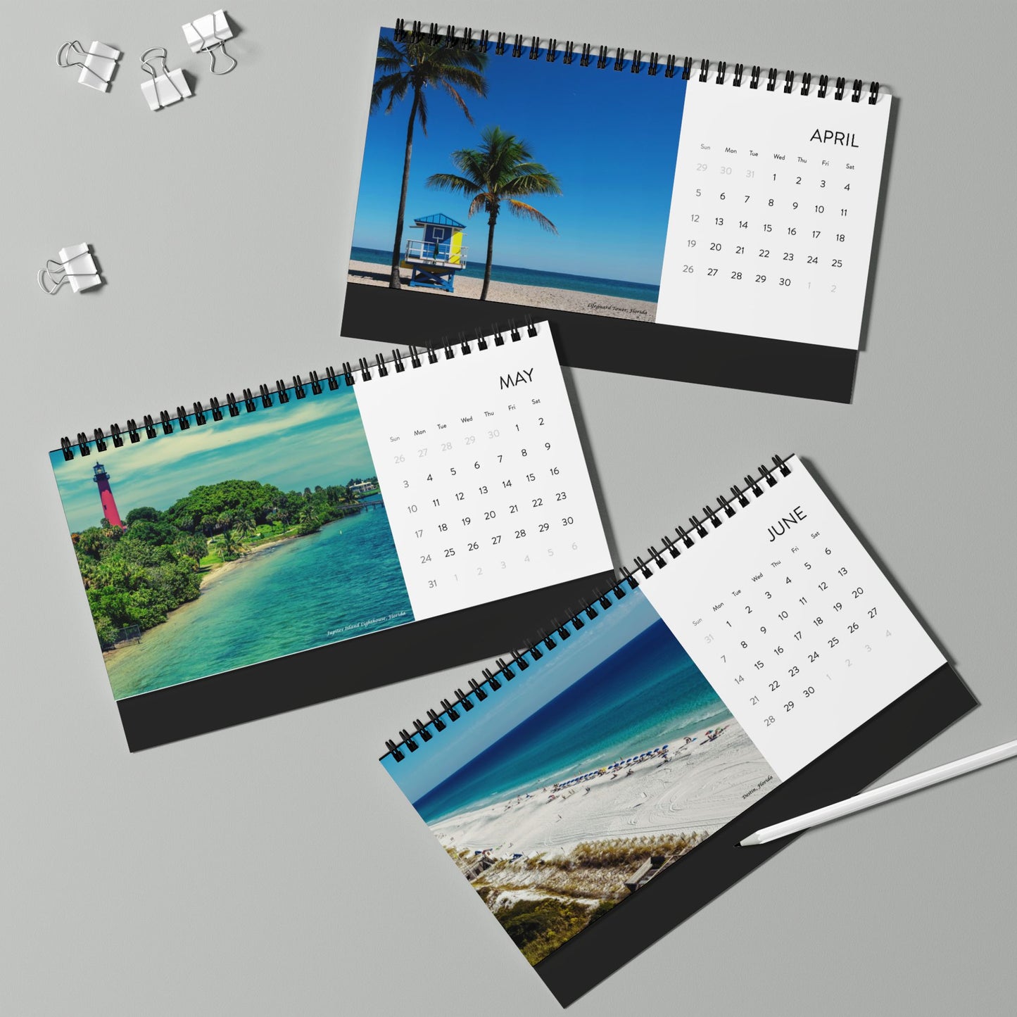 2026 Florida Coast Desktop Calendar — Scenic Palm Beach Grid Planner