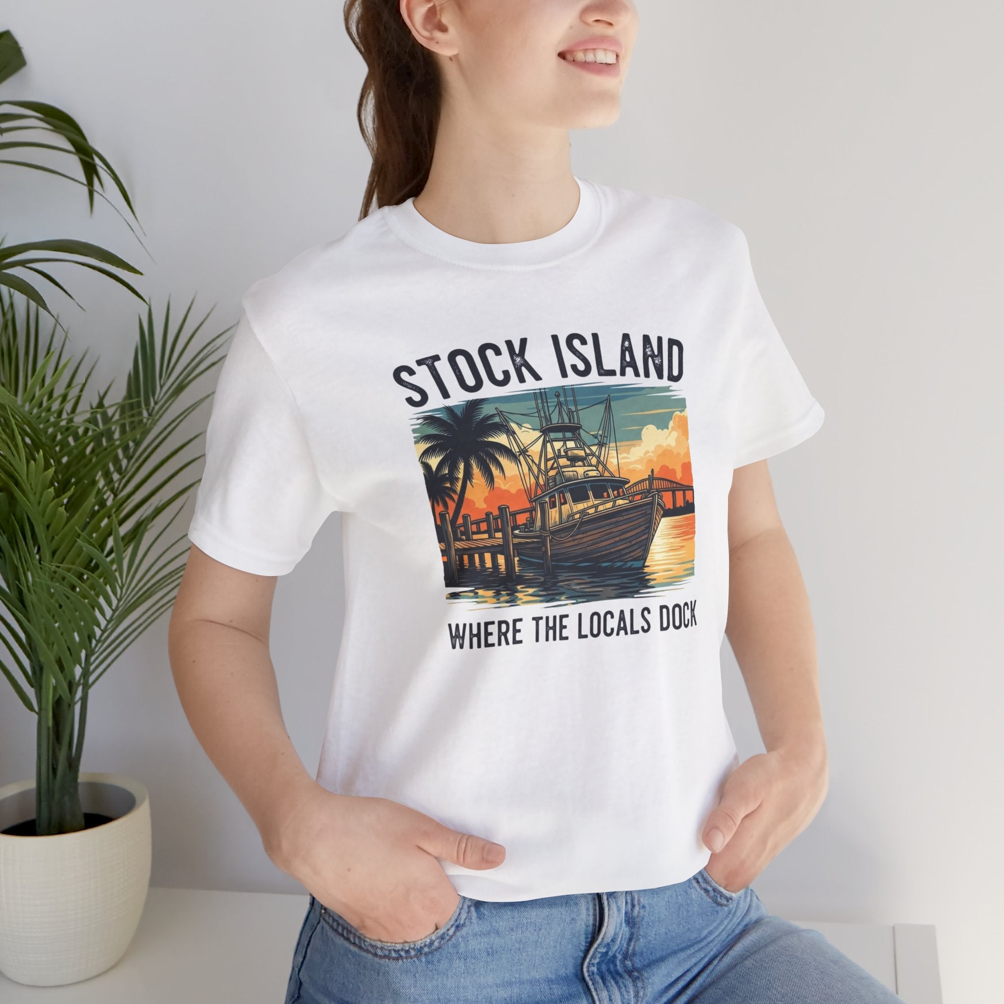 FLORIDA KEYS COLLECTION Stock Island Sunset Tee | Unisex Jersey Short Sleeve Shirt for Beach Lovers, Casual Outings