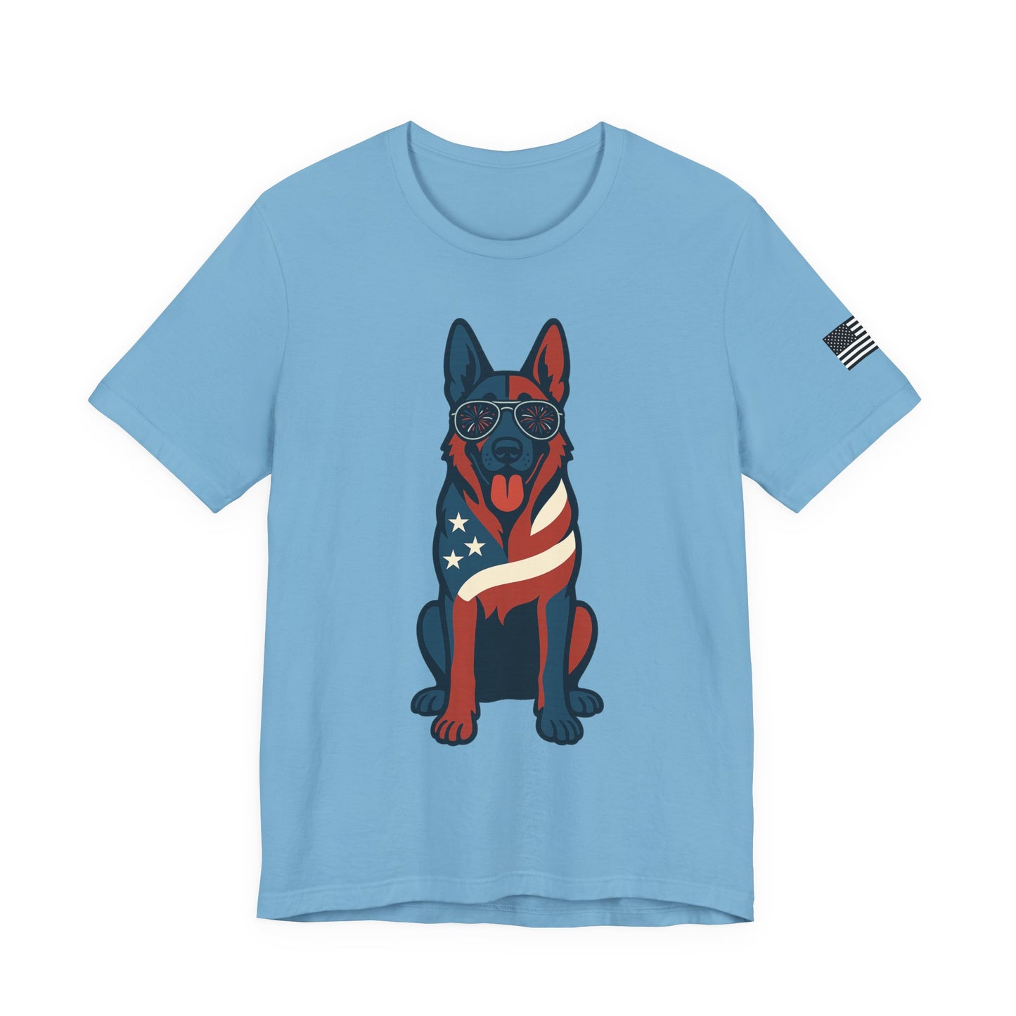 Patriotic German Shepherd Dog Tee, Cool Dog Shirt, Men's Women's Graphic T-Shirt