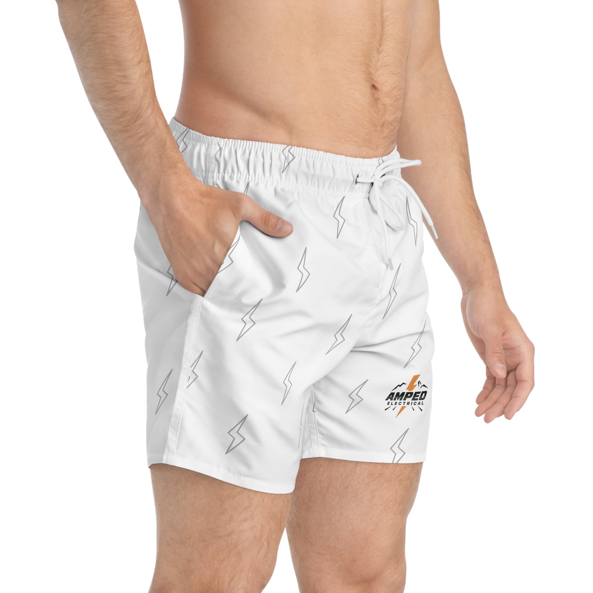 AMPED ELECTRICAL Lightning Swim Trunks, Beachwear, Summer Pool Party, Men's Swim Shorts