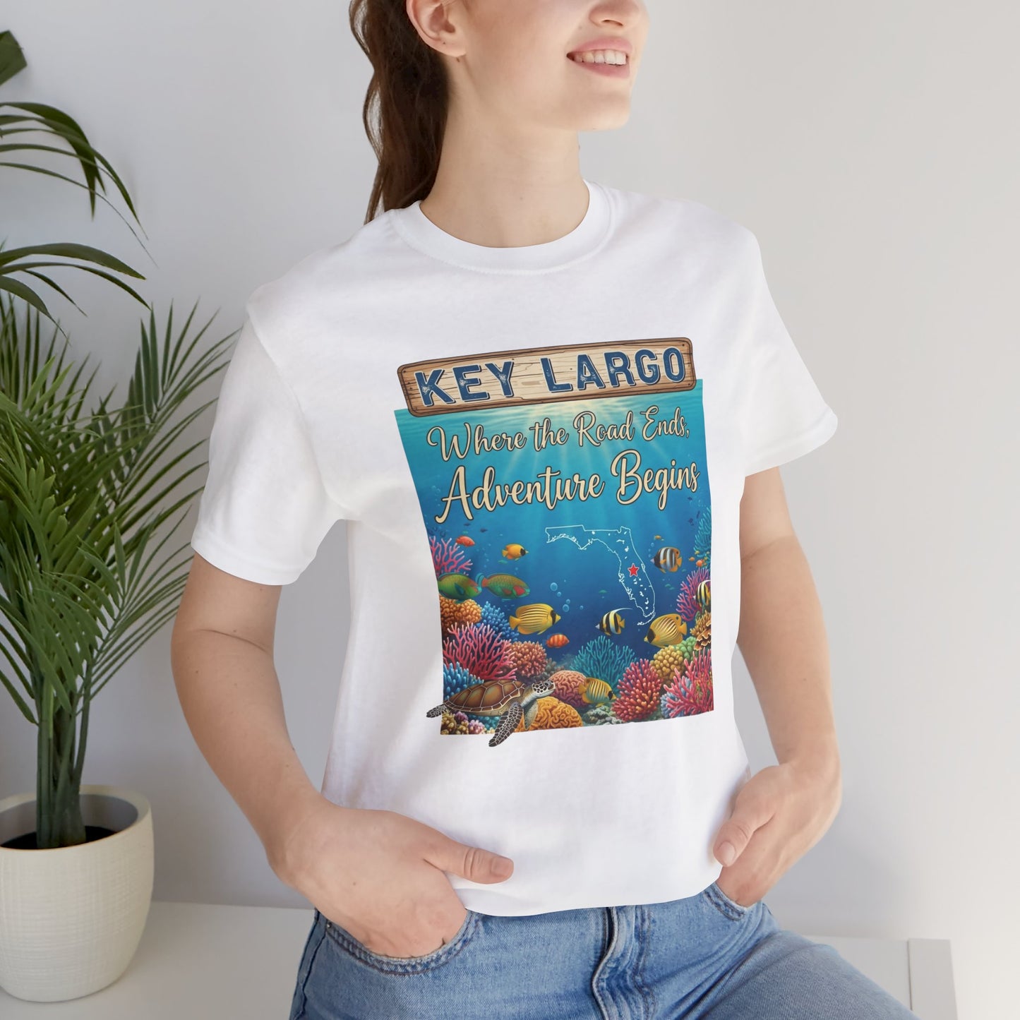 FLORIDA KEYS COLLECTION Key Largo Adventure Begins Tee, Unisex T-Shirt, Beachwear