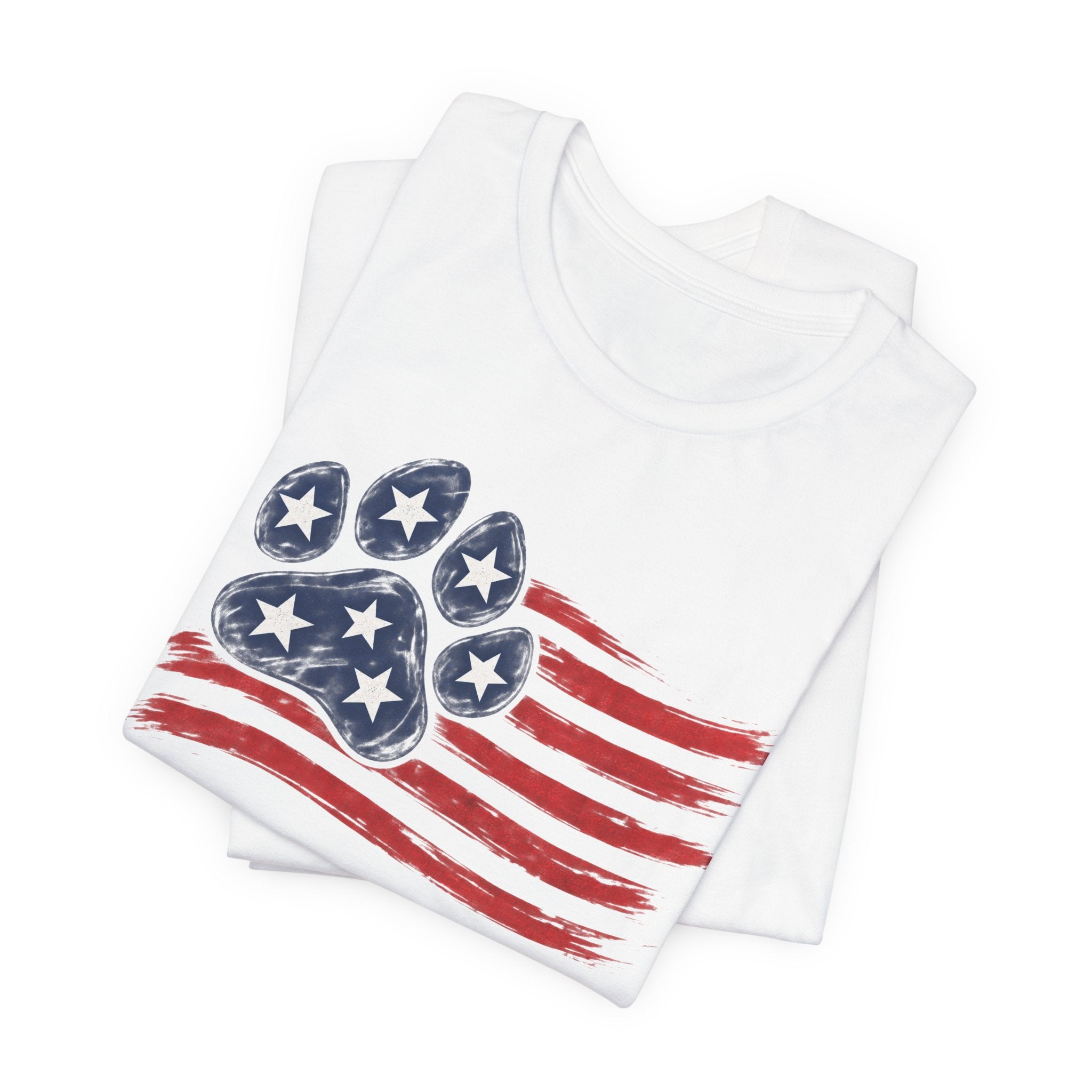American Flag Paw Print T-Shirt — Patriotic Dog Lover Tee