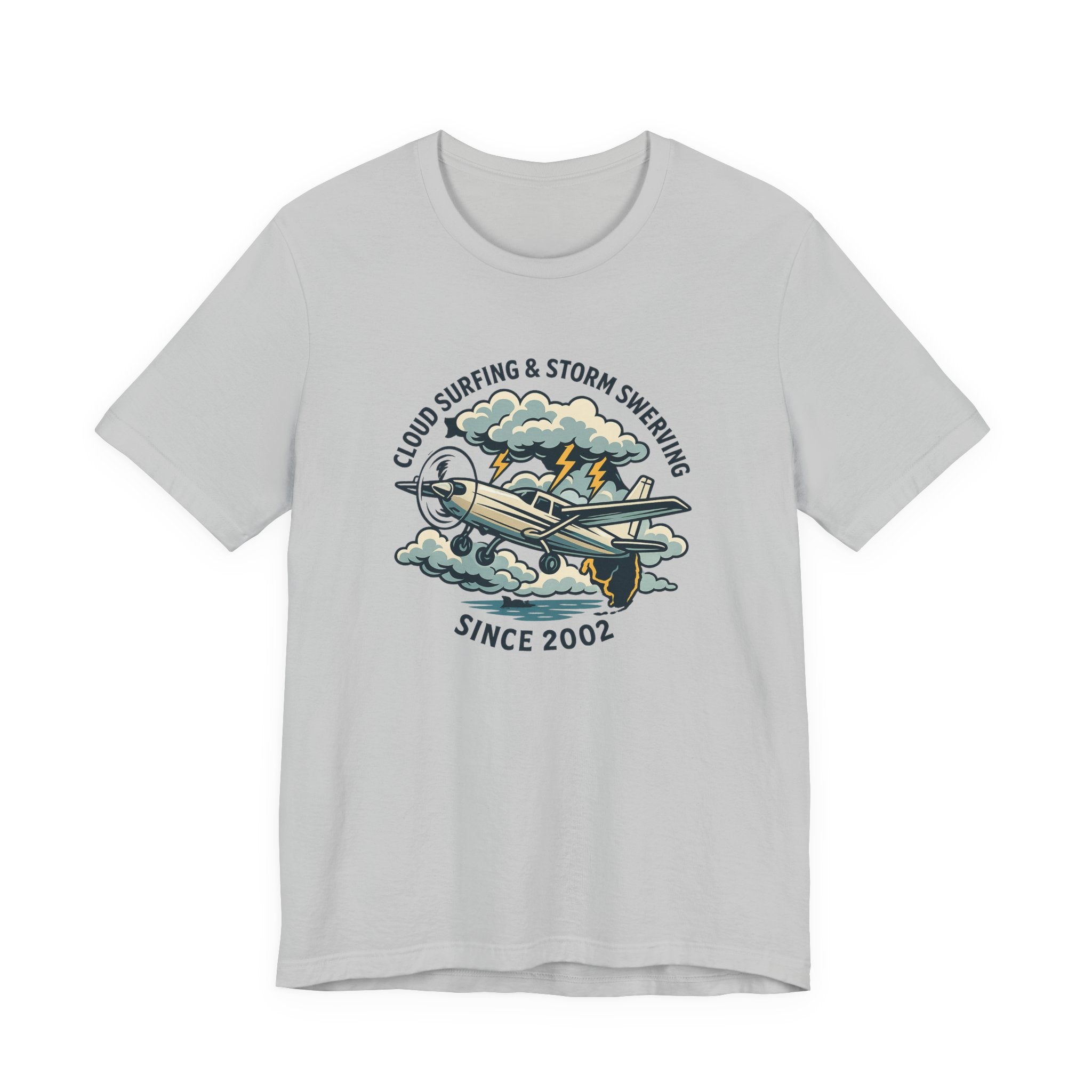 Cloud Surfing & Storm Chasing Tee, Unisex Short Sleeve Shirt, Airplane Graphic