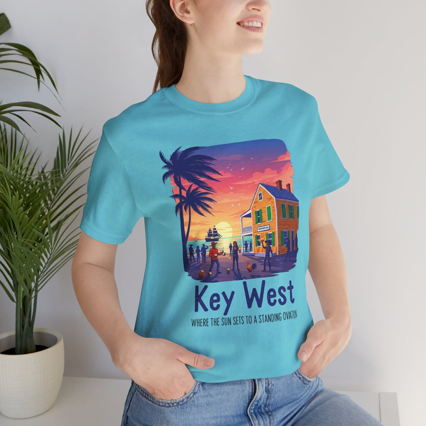 FLORIDA KEYS COLLECTION Key West Sunset Tee - Unisex Jersey Short Sleeve T-Shirt, Beach Relaxation