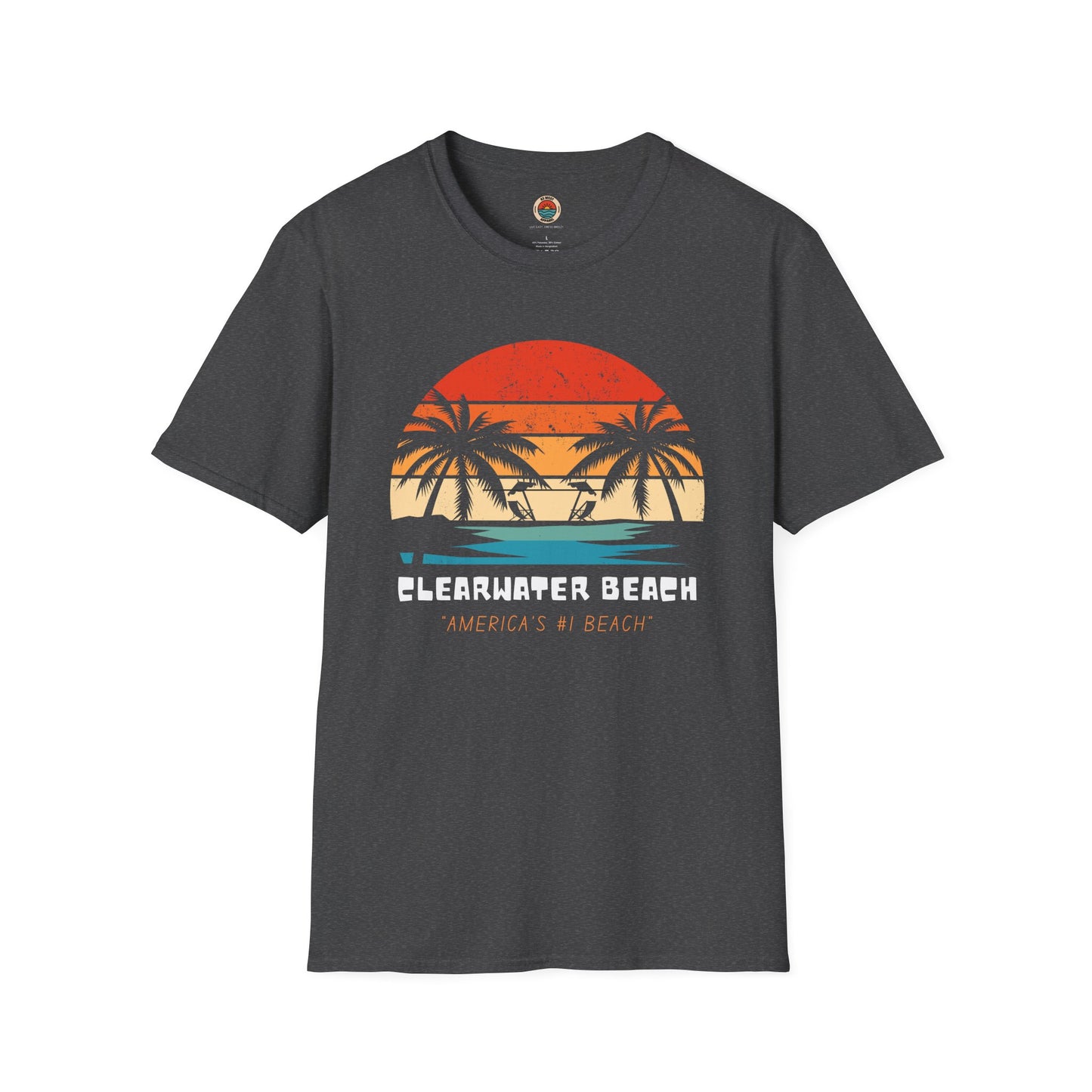 Clearwater Beach Unisex Softstyle T-Shirt - Vintage Sunset Design