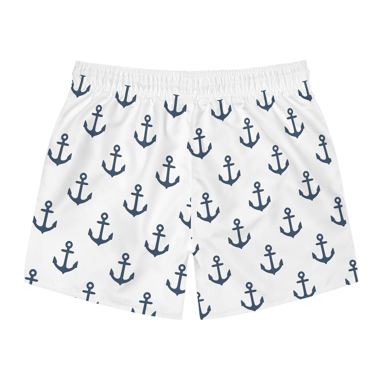 Nautical Swim Trunks for Beach Days, Anchor Print Bathing Suit, Summer Swimwear