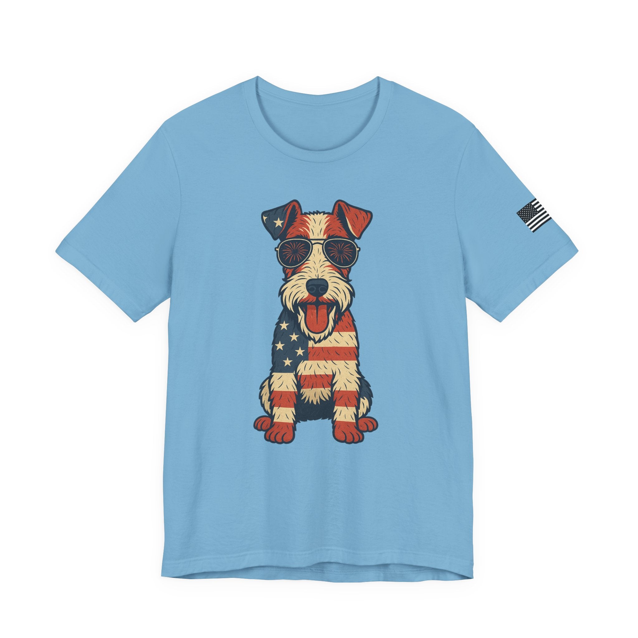 Patriotic Wire Fox Terrier Dog Tee - Unisex Jersey Short Sleeve T-Shirt