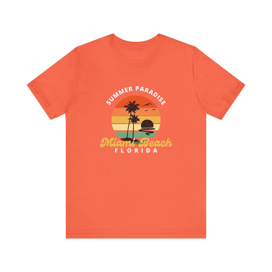 Summer Paradise Miami Beach Tee - Unisex Short Sleeve Shirt