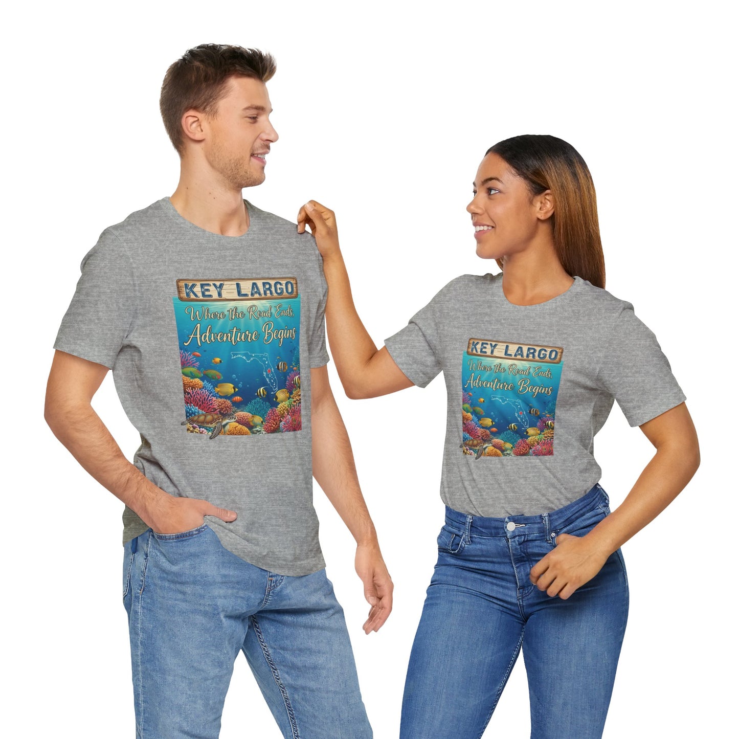 FLORIDA KEYS COLLECTION Key Largo Adventure Begins Tee, Unisex T-Shirt, Beachwear