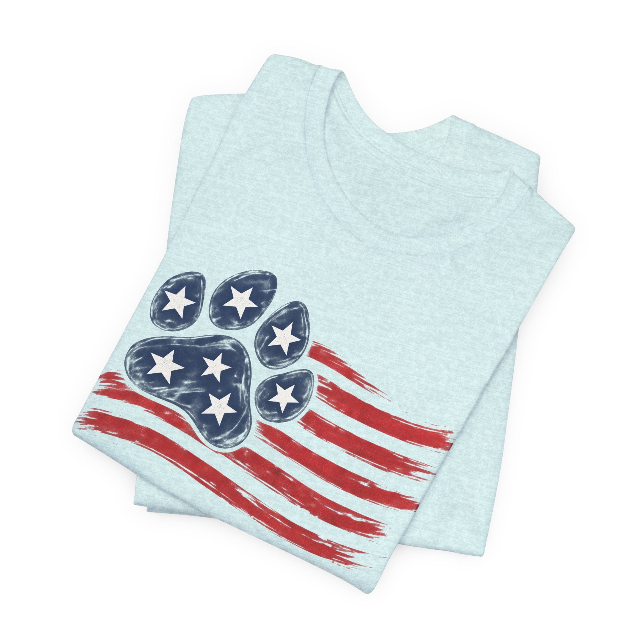 American Flag Paw Print T-Shirt — Patriotic Dog Lover Tee