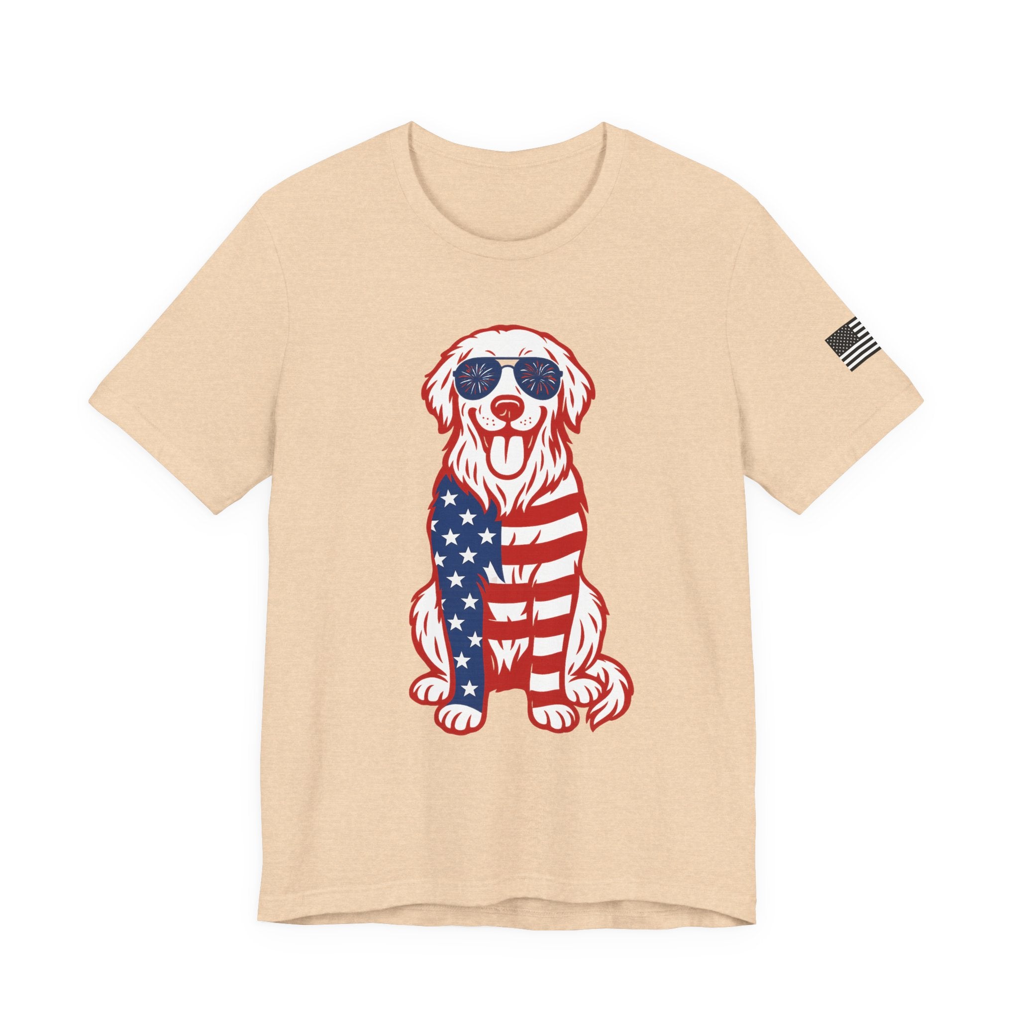 Patriotic Golden Retriever Dog Tee: Unisex Jersey Short Sleeve