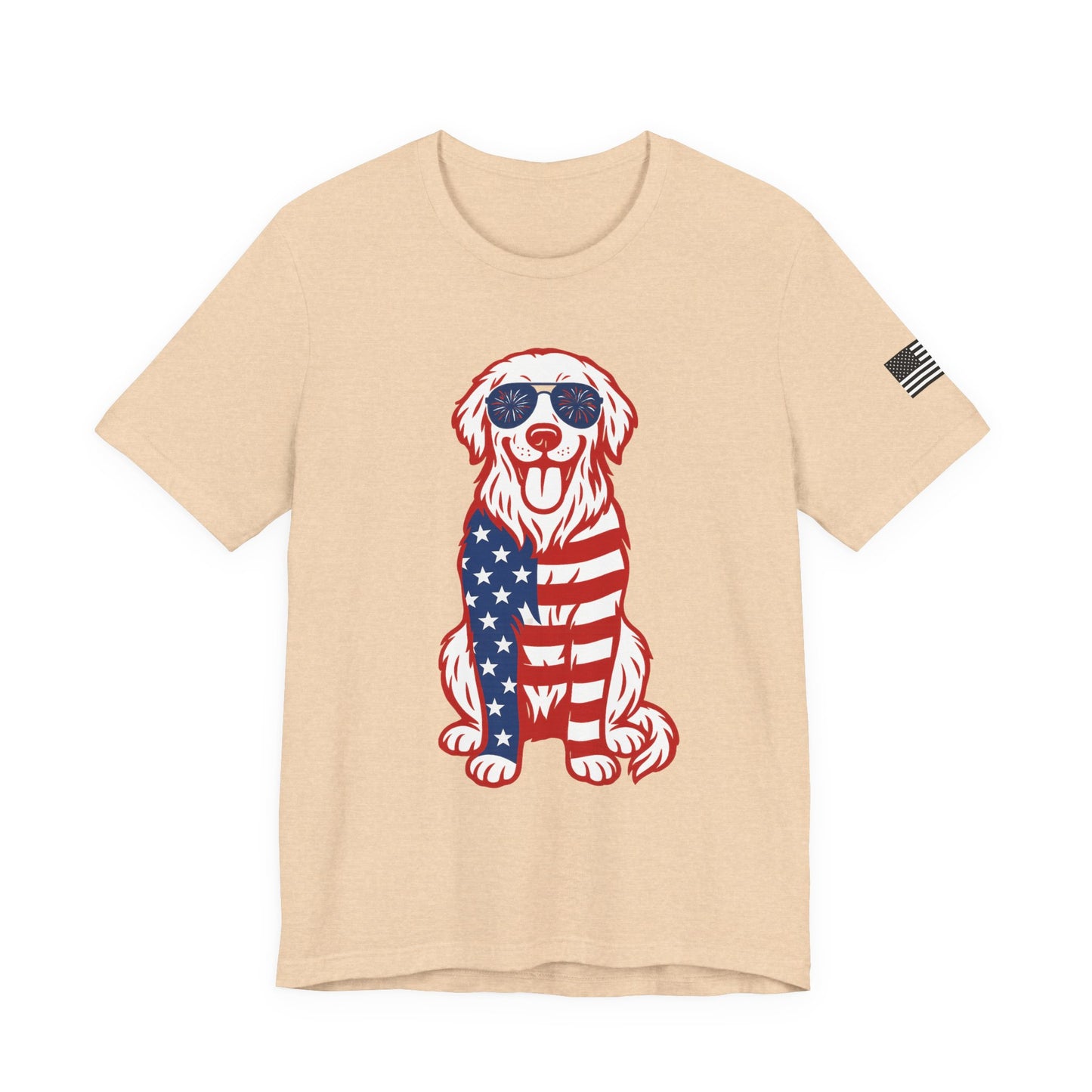 Patriotic Golden Retriever Dog Tee: Unisex Jersey Short Sleeve