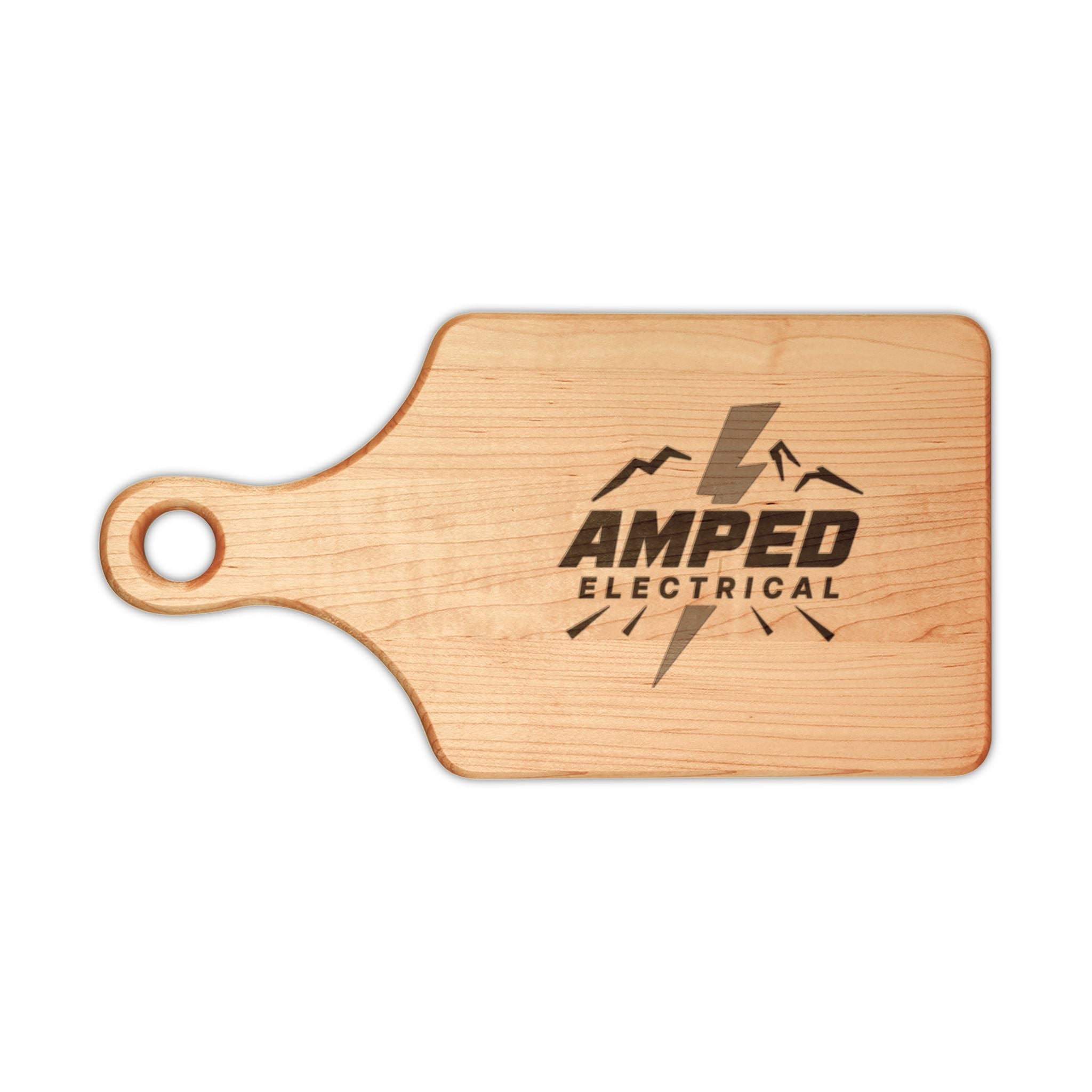 Engraved Maple Cutting Board – 'Amped Electrical' Logo Serving & Chopping Board