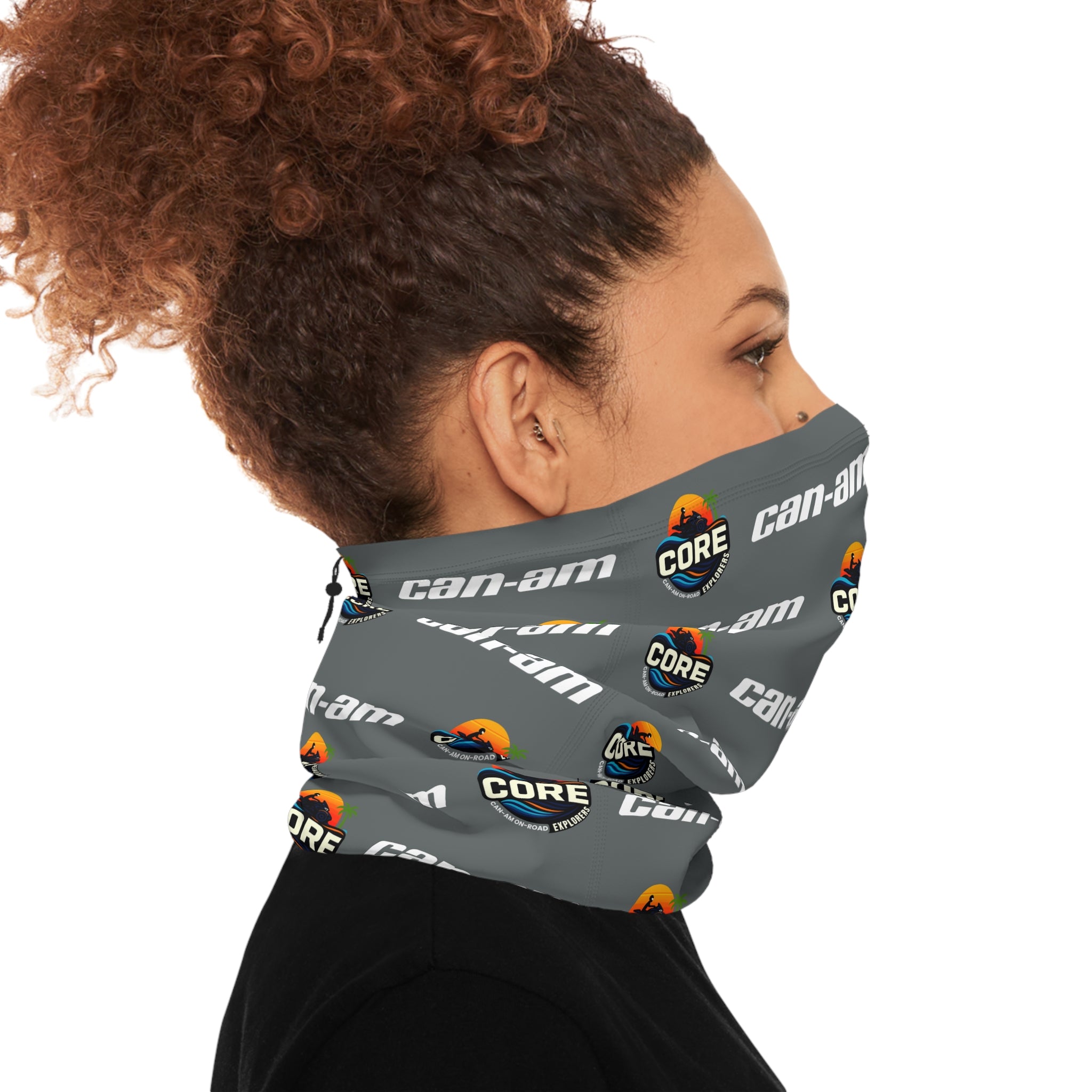 Can-Am CORE Branded Winter Neck Gaiter with Drawstring — Windproof Cold-Weather Face Mask