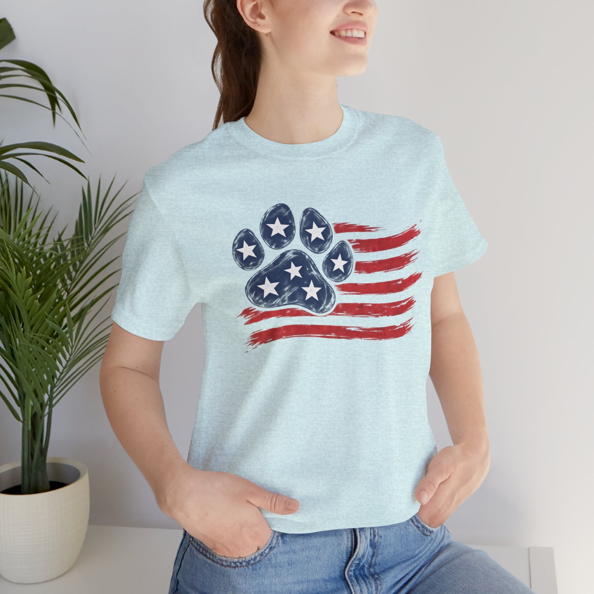 American Flag Paw Print T-Shirt — Patriotic Dog Lover Tee