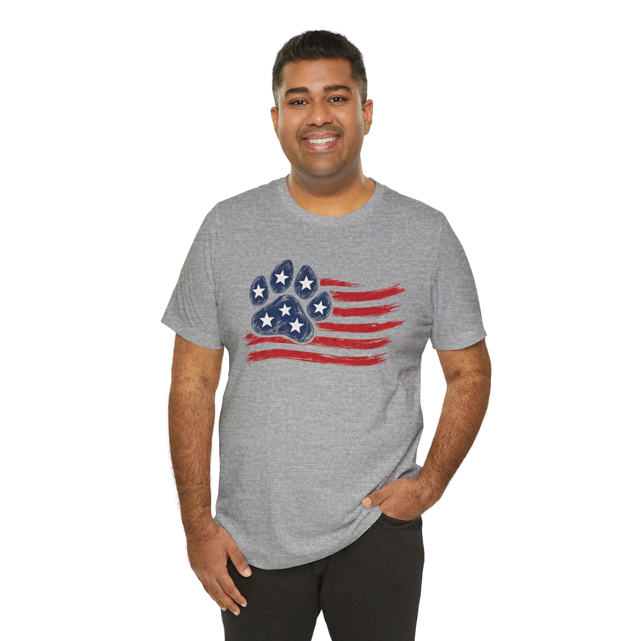 American Flag Paw Print T-Shirt — Patriotic Dog Lover Tee