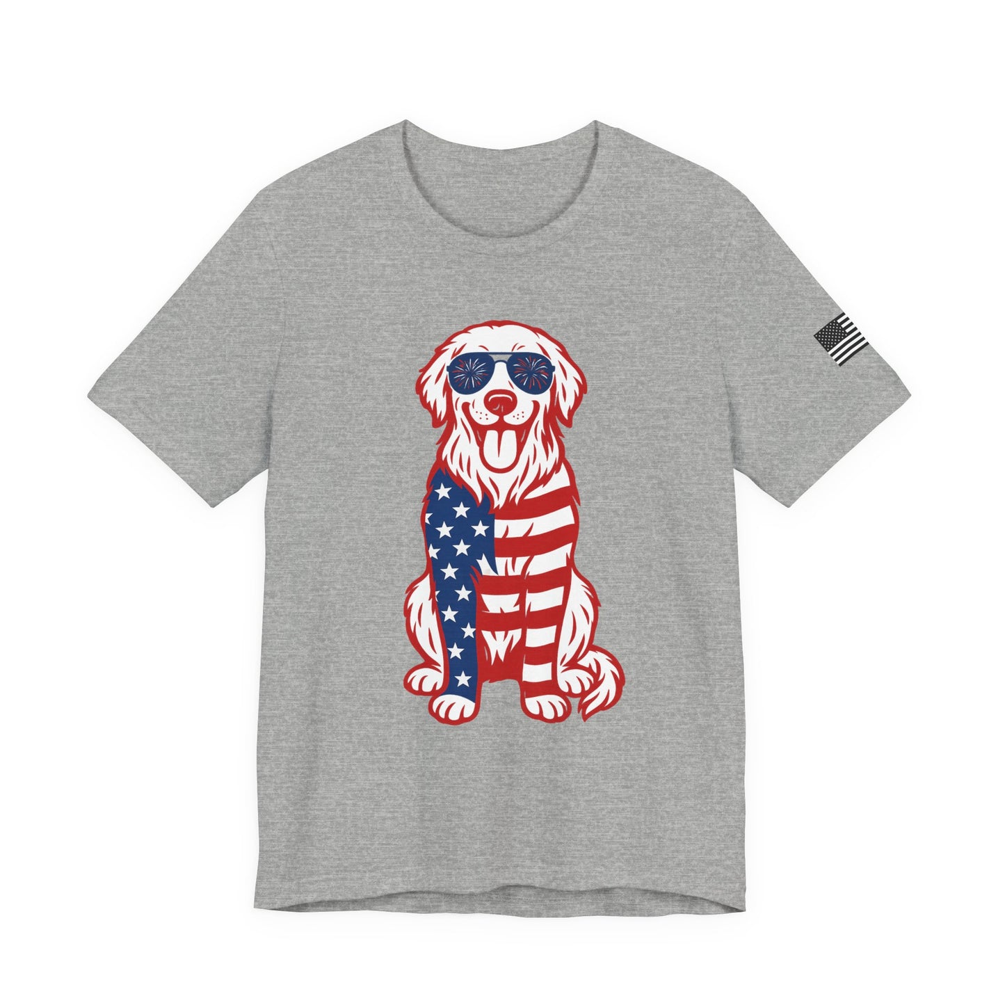 Patriotic Golden Retriever Dog Tee: Unisex Jersey Short Sleeve