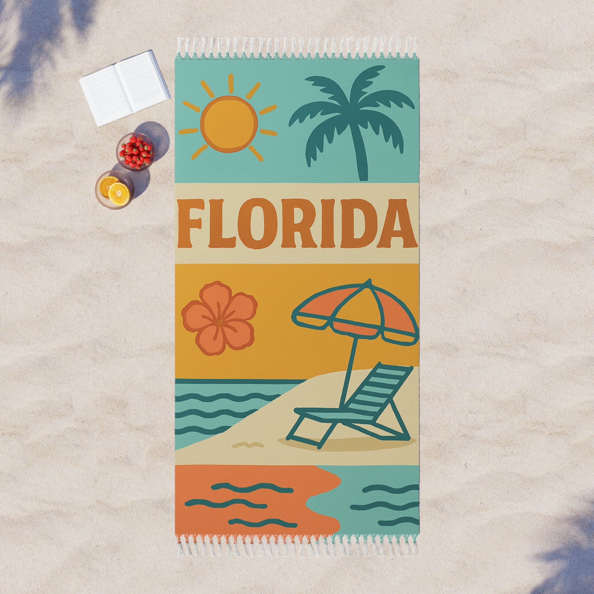 Boho Beach Towel with Florida Design | Tropical Vibes