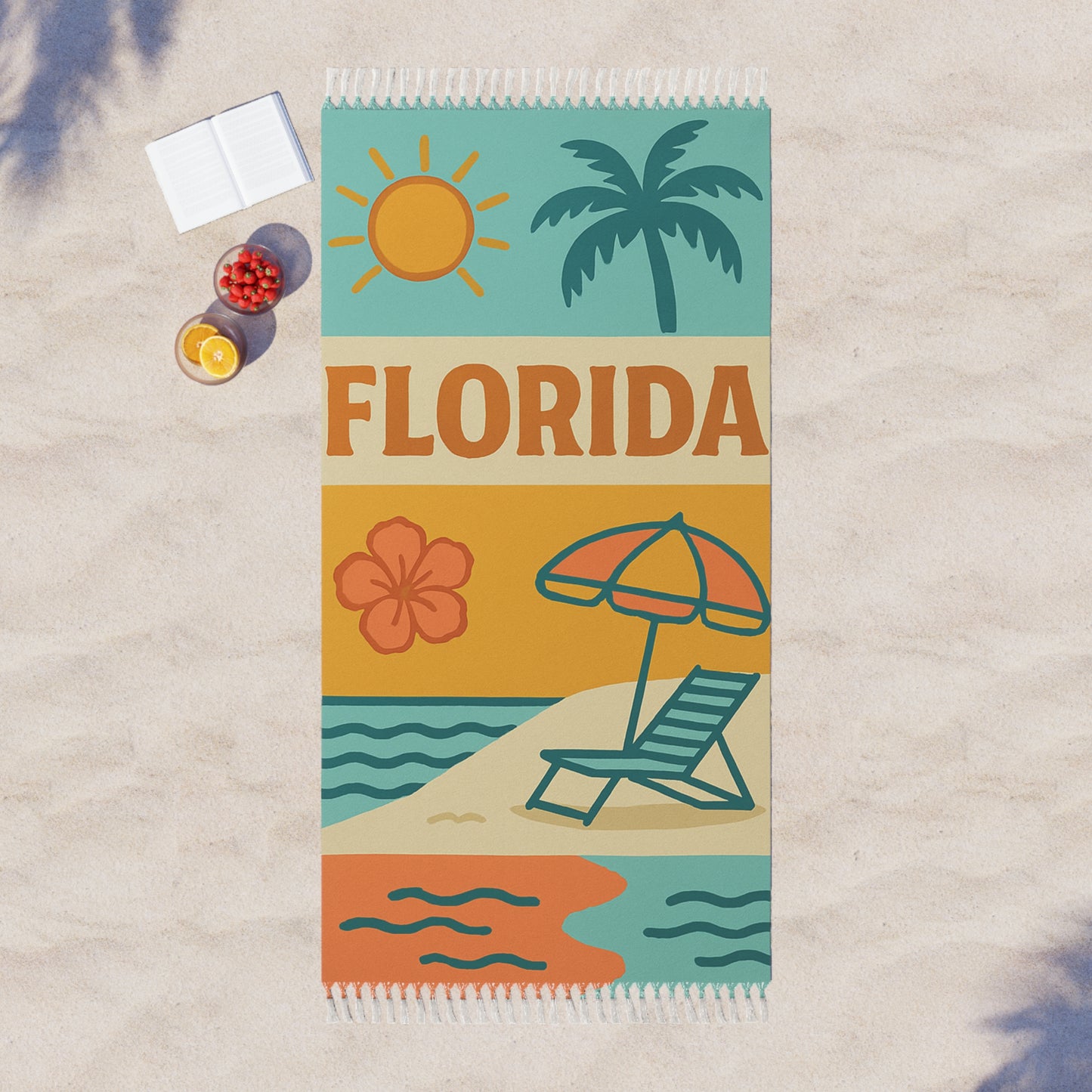 Boho Beach Towel with Florida Design | Tropical Vibes