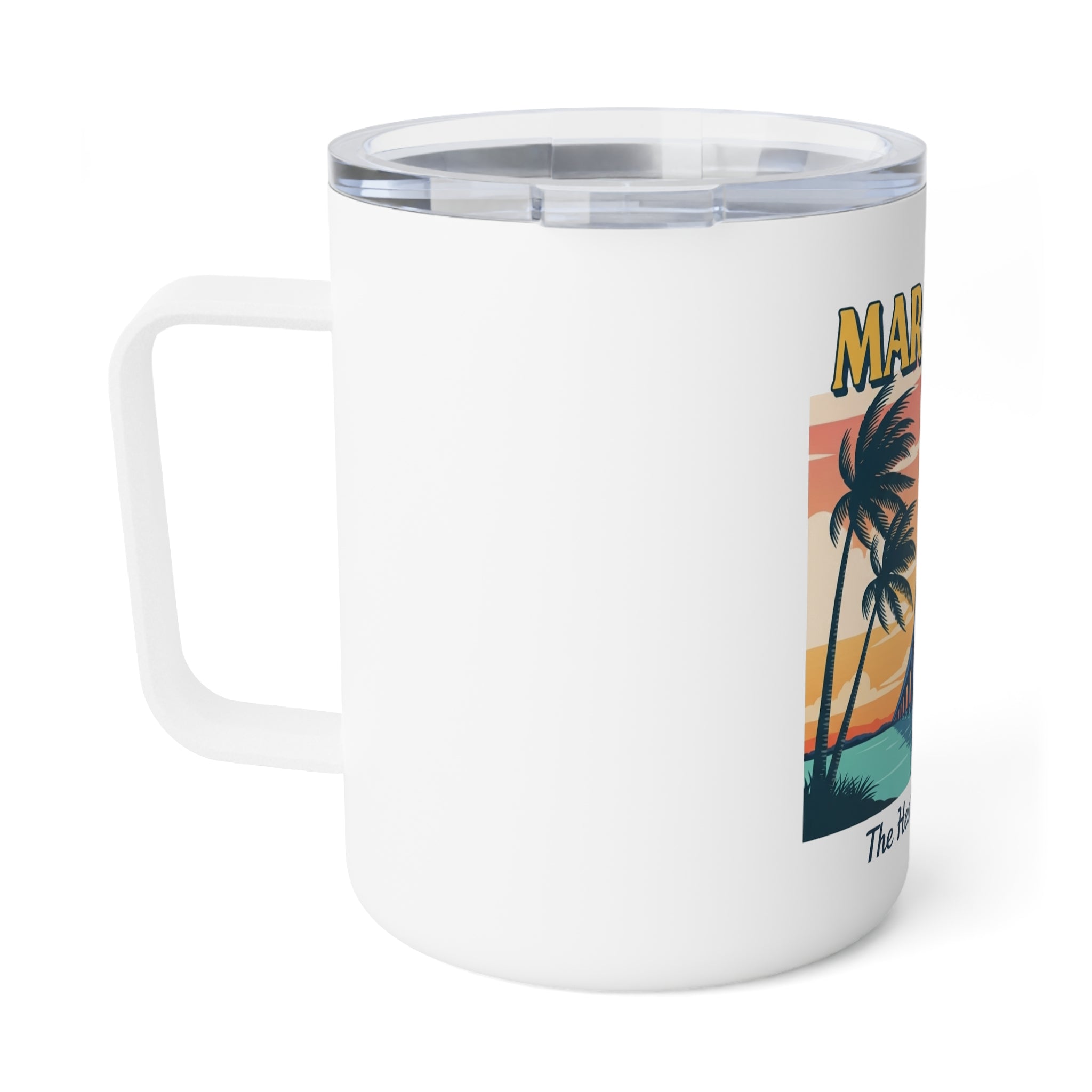 Marathon Themed Insulated Coffee Mug - 10oz, Tropical Vibes, Travel Mug, Gift for Coffee Lovers, Beach Decor, Vacation Souvenir
