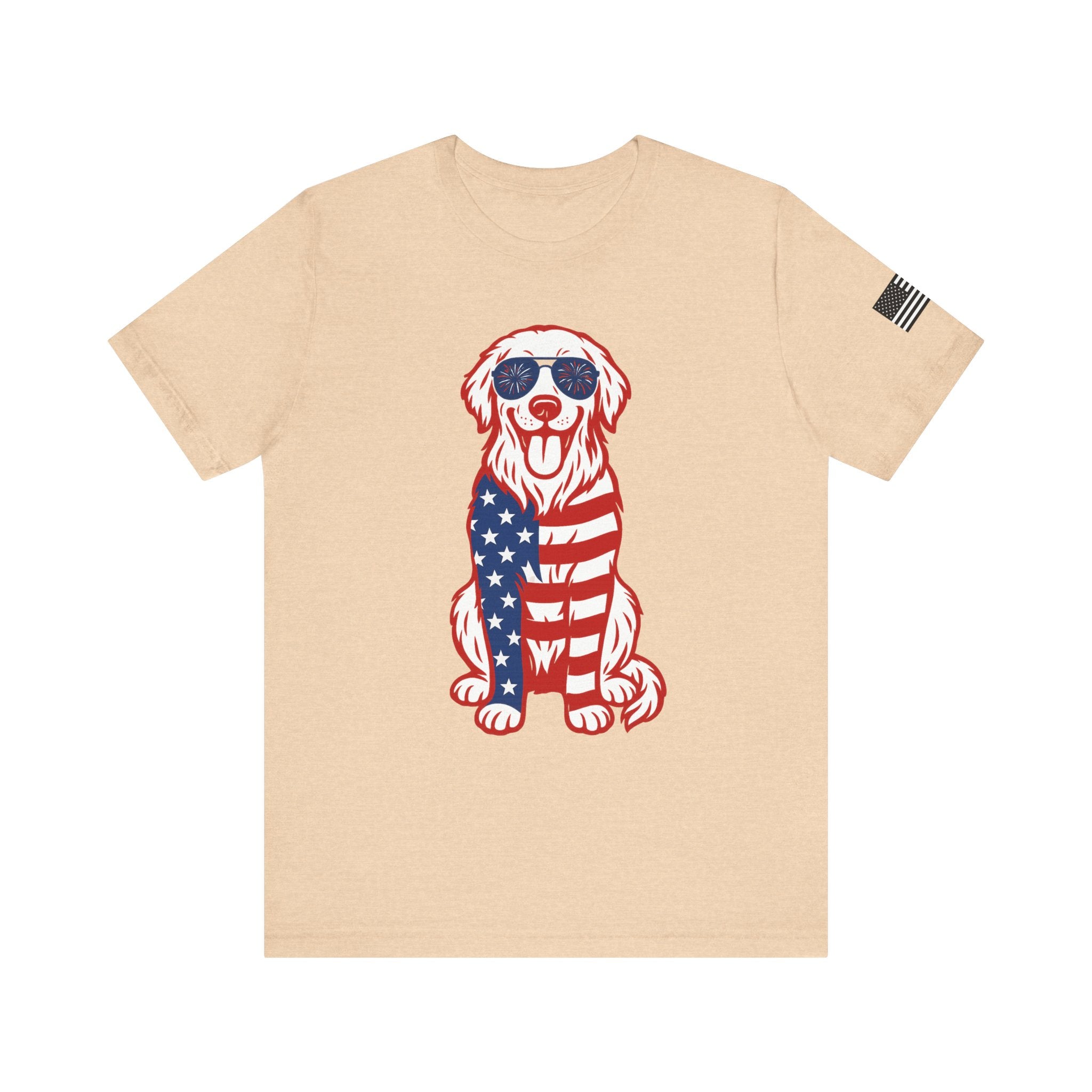 Patriotic Golden Retriever Dog Tee: Unisex Jersey Short Sleeve