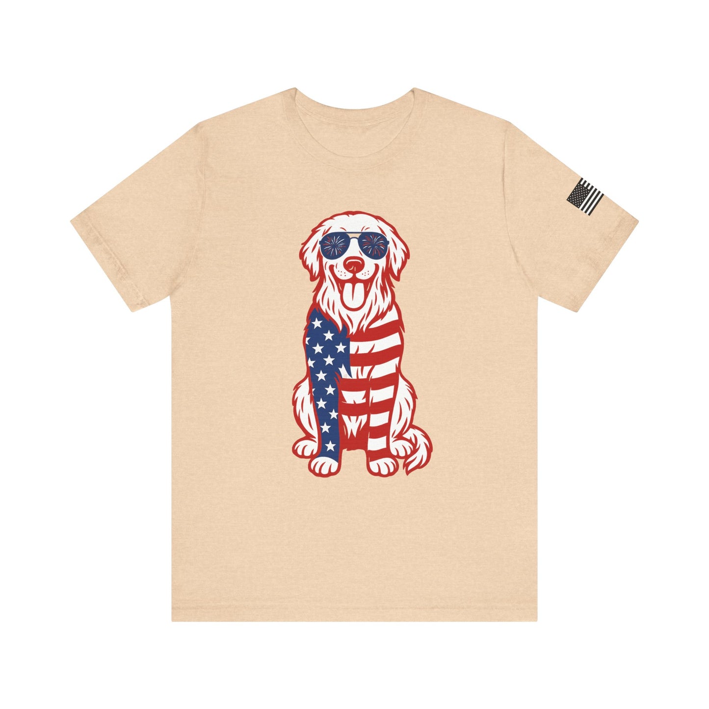 Patriotic Golden Retriever Dog Tee: Unisex Jersey Short Sleeve