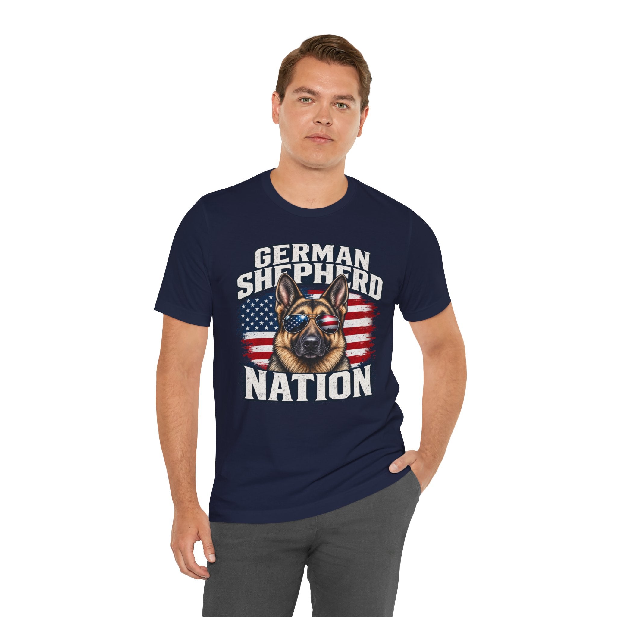 German Shepherd Nation T-Shirt – American Flag Dog Tee for Dog Lovers