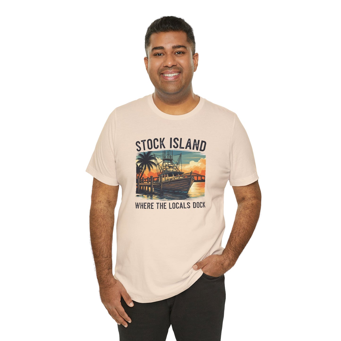 FLORIDA KEYS COLLECTION Stock Island Sunset Tee | Unisex Jersey Short Sleeve Shirt for Beach Lovers, Casual Outings