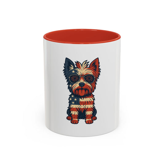 Patriotic Yorkie Dog Coffee Mug - Perfect Gift for Dog Lovers, Independence Day