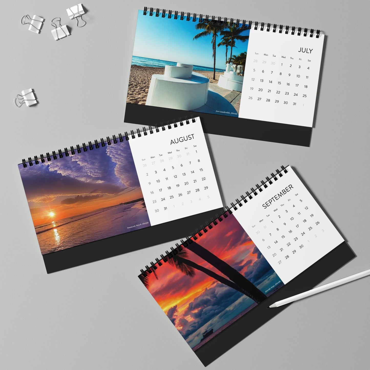 2026 Florida Coast Desktop Calendar — Scenic Palm Beach Grid Planner