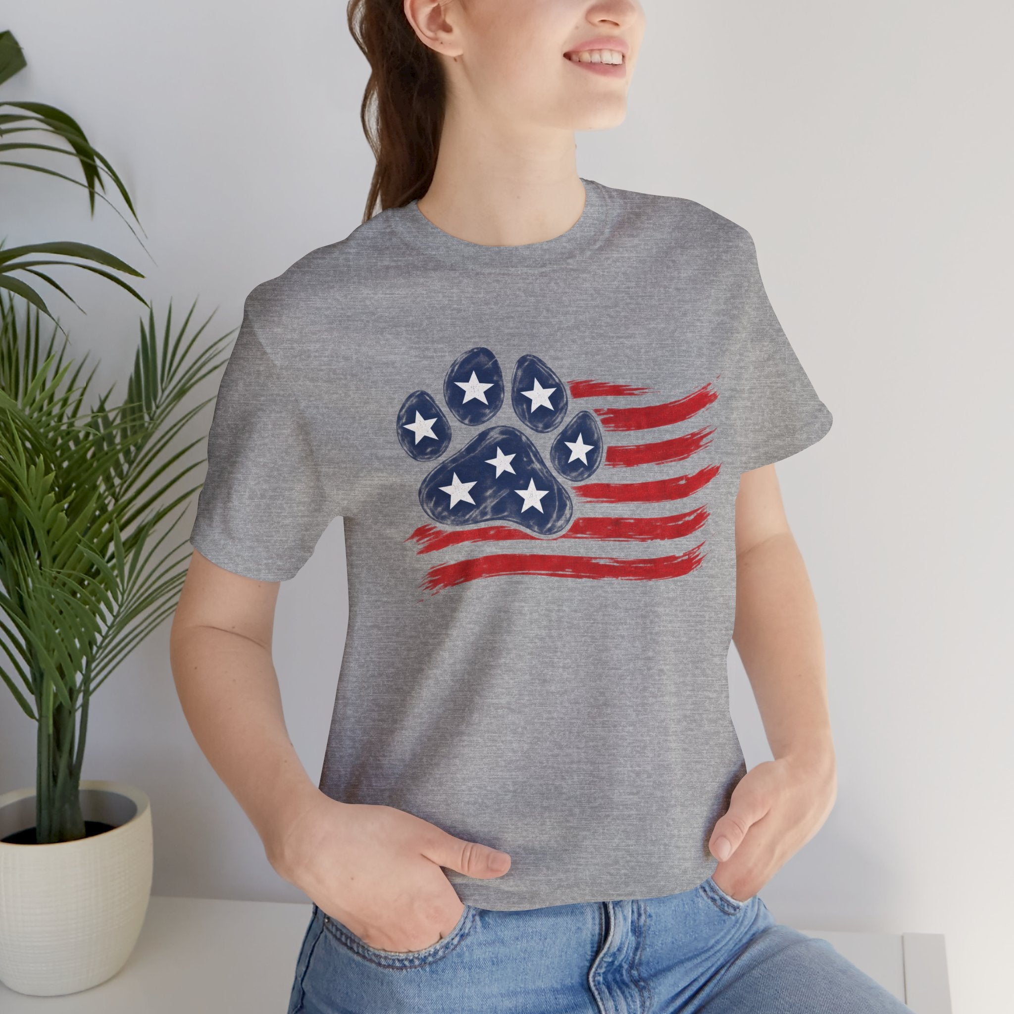American Flag Paw Print T-Shirt — Patriotic Dog Lover Tee