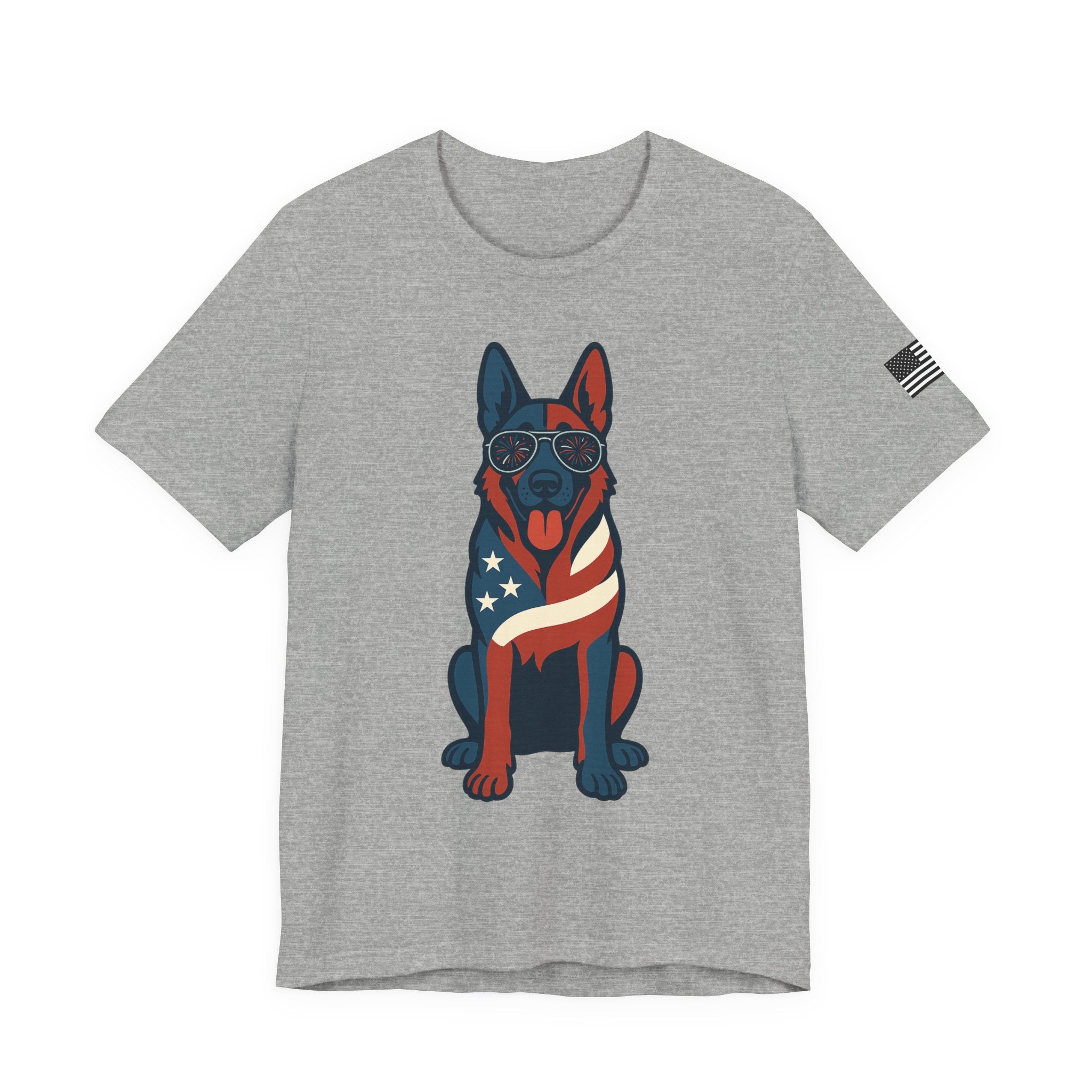 Patriotic German Shepherd Dog Tee, Cool Dog Shirt, Men's Women's Graphic T-Shirt