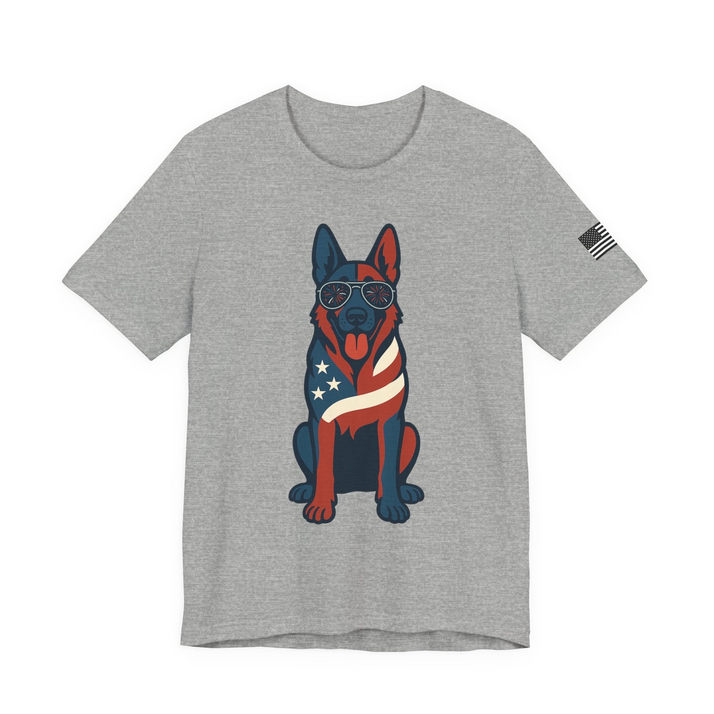 Patriotic German Shepherd Dog Tee, Cool Dog Shirt, Men's Women's Graphic T-Shirt