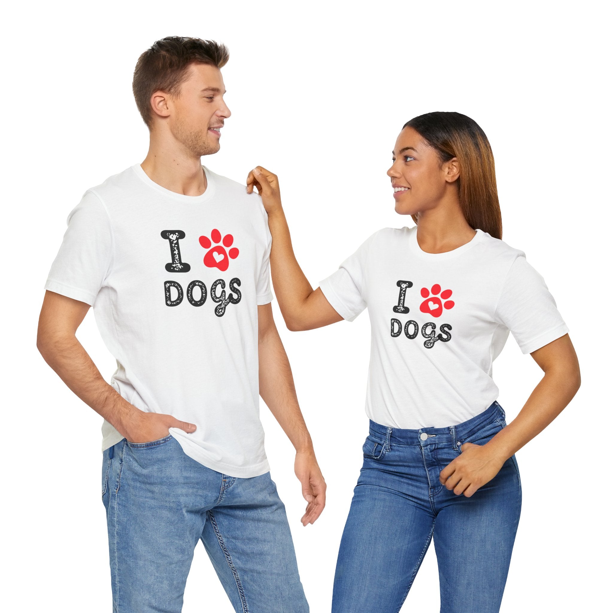 I Love Dogs Short Sleeve Tee, Dog Lover T-Shirt, Animal Lover Gift, Pet Parent Apparel
